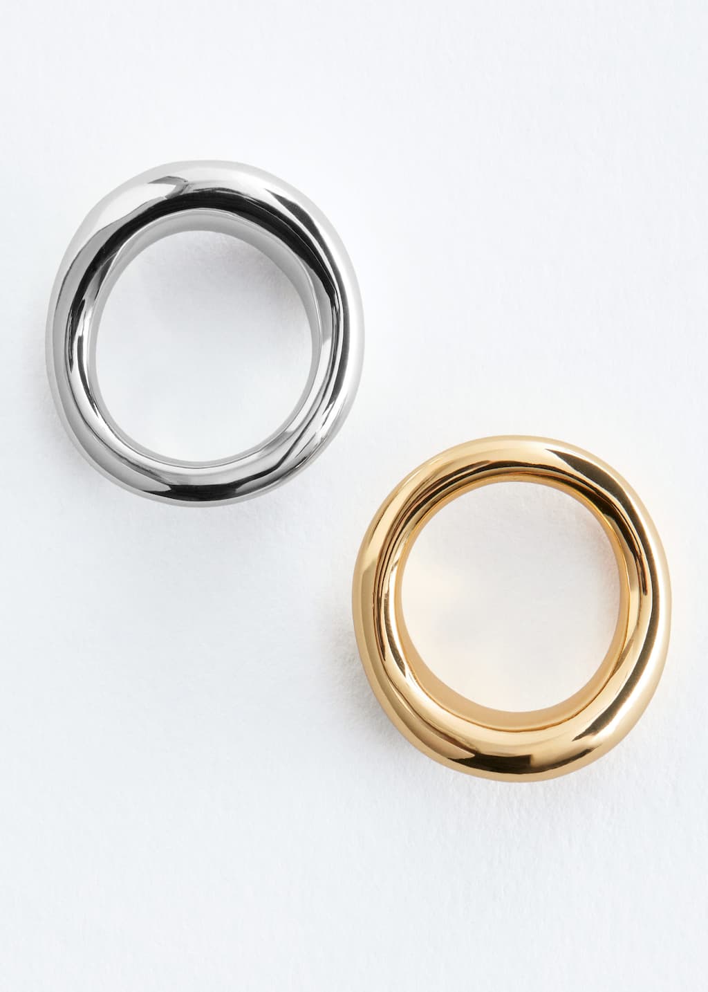 Image of Contrasting Irregular Ring Set