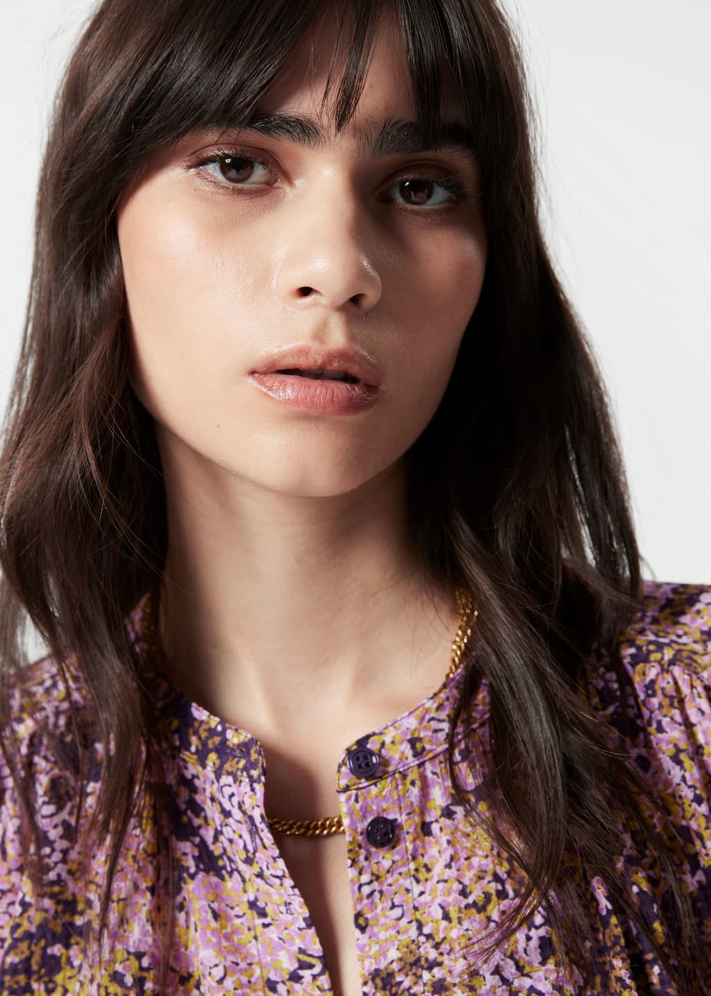 Voluminous Blouse - Purple Print - Lookbook