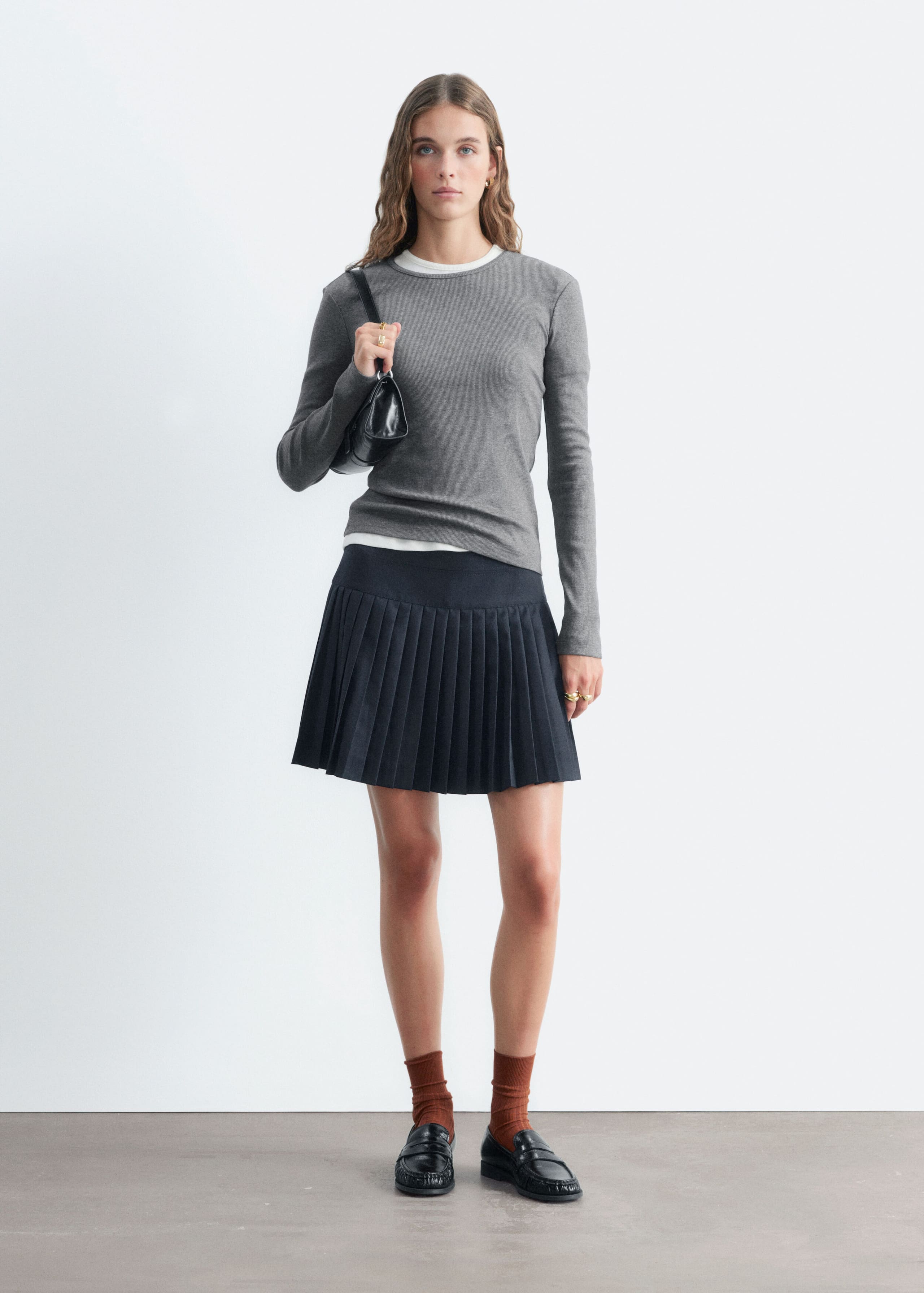 Ribbed Long-Sleeve Top - Black - Lookbook