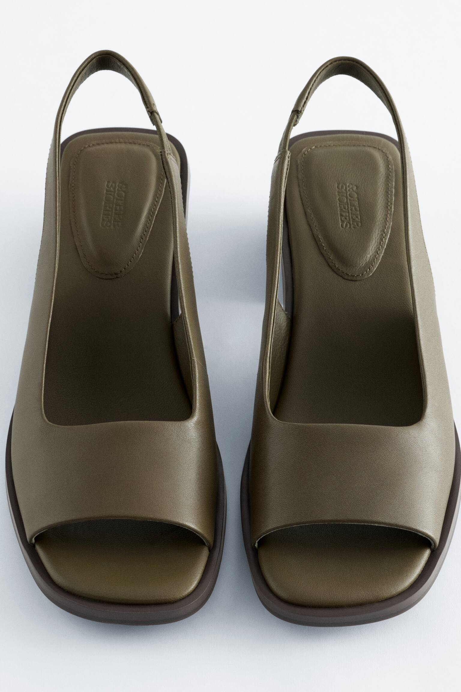 Sandali slingback in nappa - Verde scuro/Nero/Bianco sporco - 3