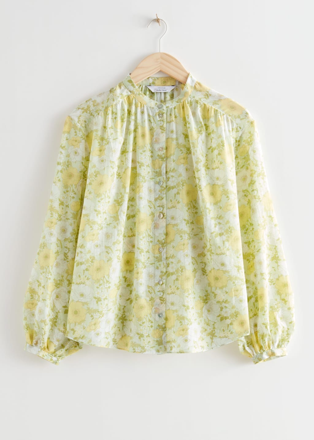 Printed Silk Blend Blouse - Yellow Florals - Still Life