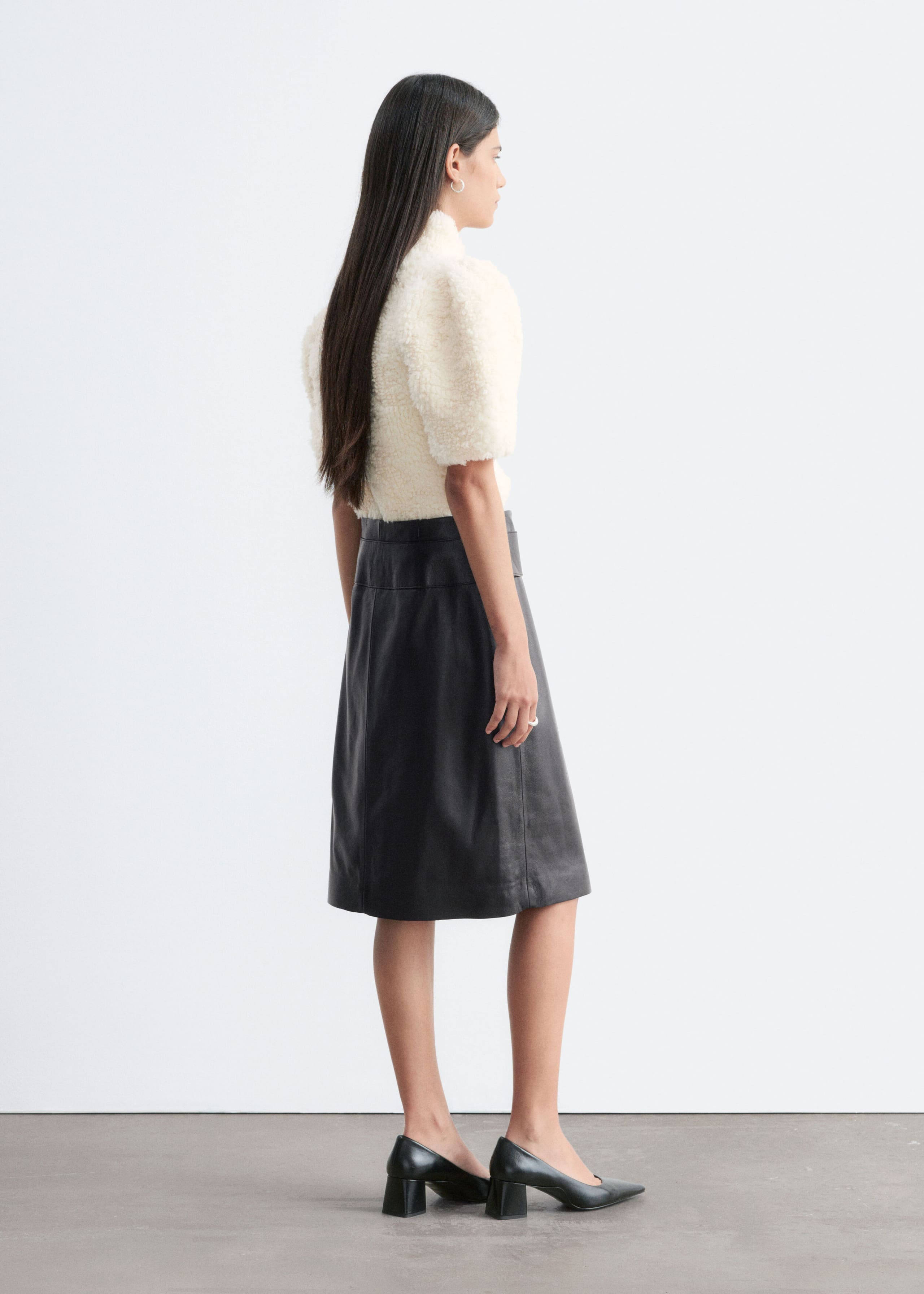 Belted Leather Skirt - Black - Lookbook