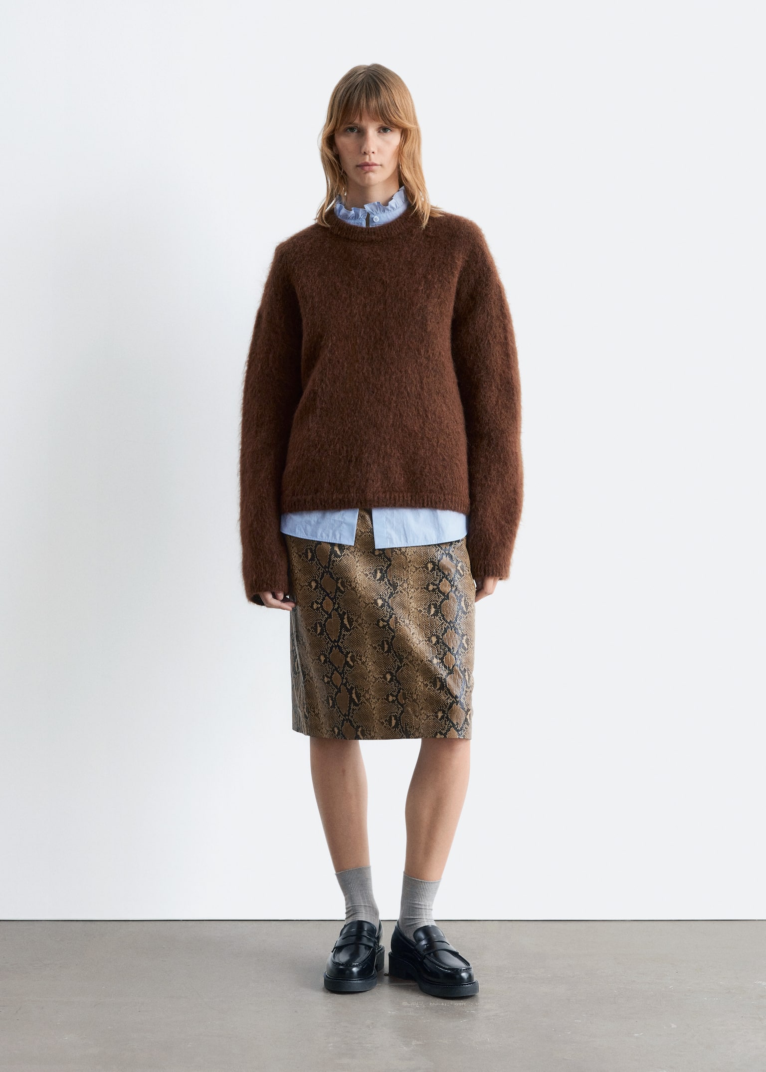 Trui van mohairmix - Donkerbruin/Donkerblauw/Lichtgroen/Donkerrood/Beige/Gevlekt grijs/bruin/Mint/Beige - 3