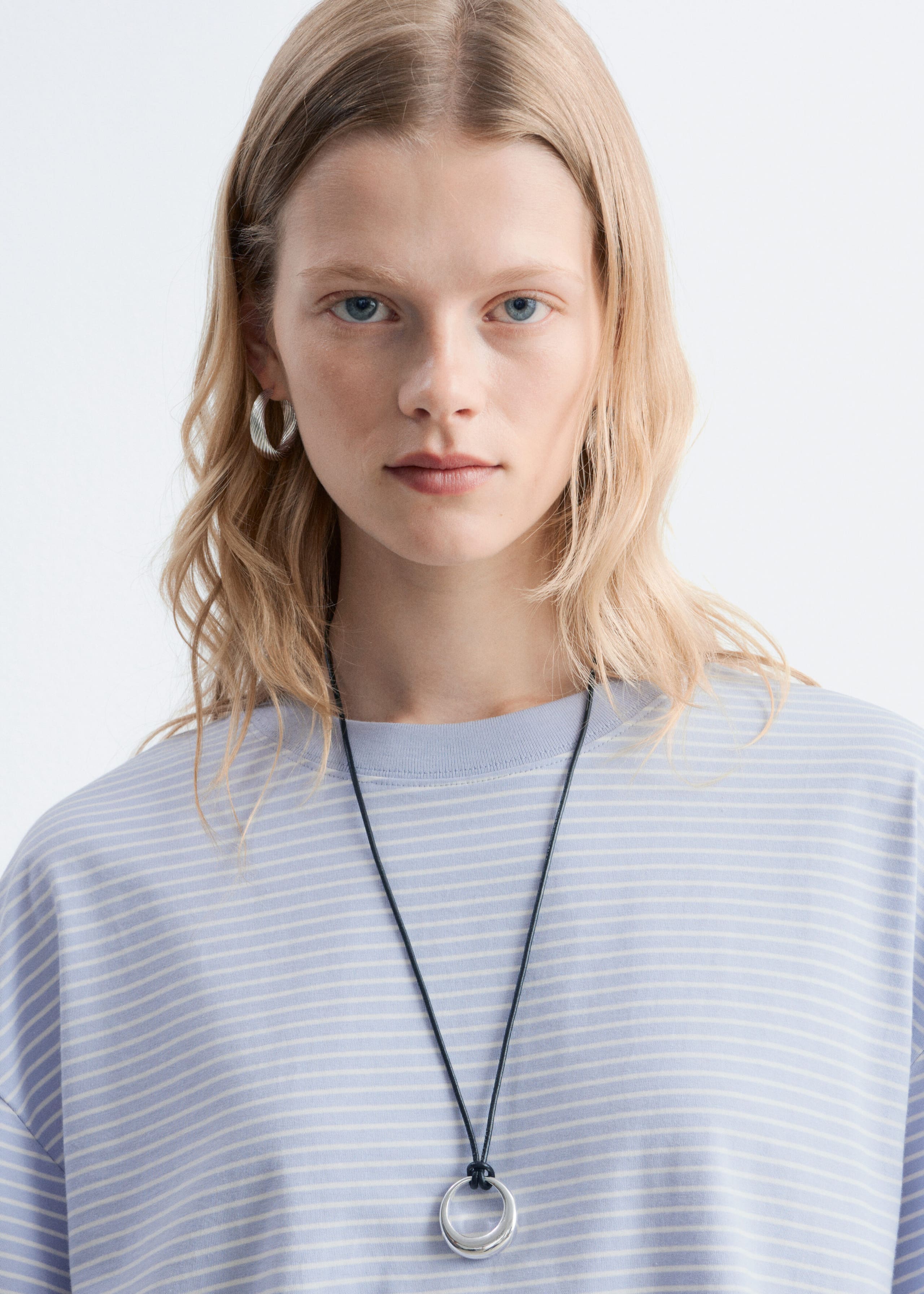 Oversized Striped Cotton T-Shirt - Grey/White Stripes - Lookbook