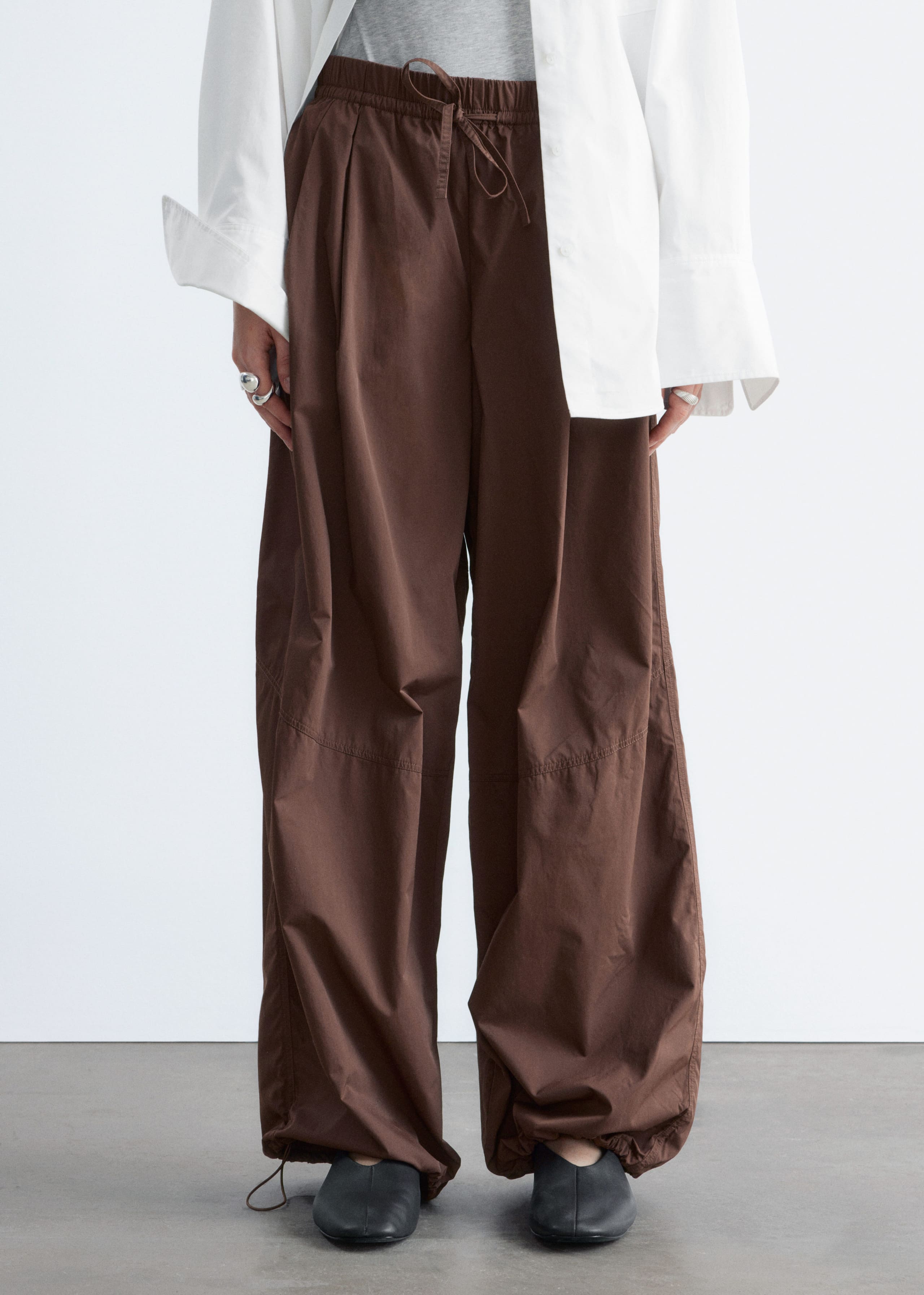 Image of Drawstring Barrel Leg Trousers