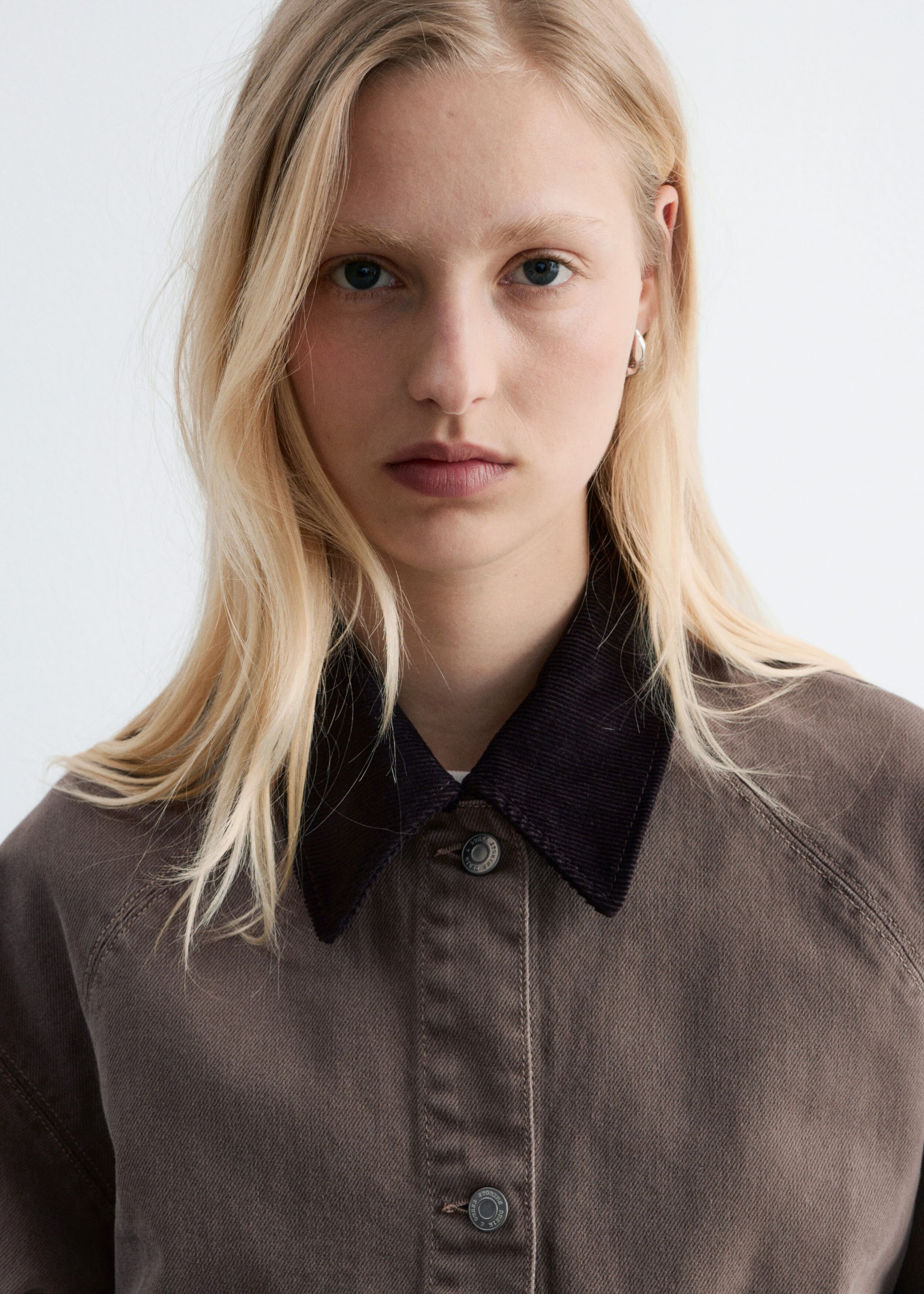 Image of Short Cord-Collar Denim Jacket