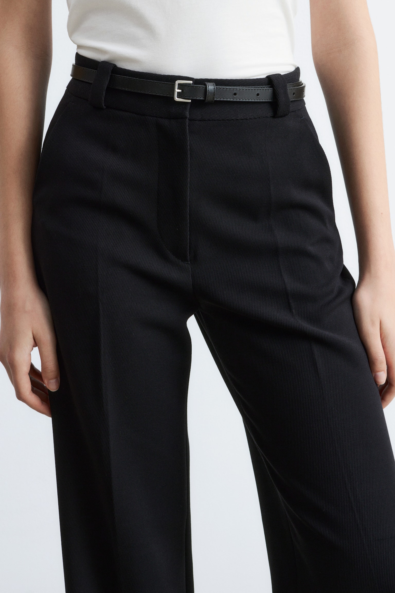 Rovné nohavice s pukmi - Čierna/Tmavozelená/Tmavohnedá/Námornícka modrá/Krémová - 8