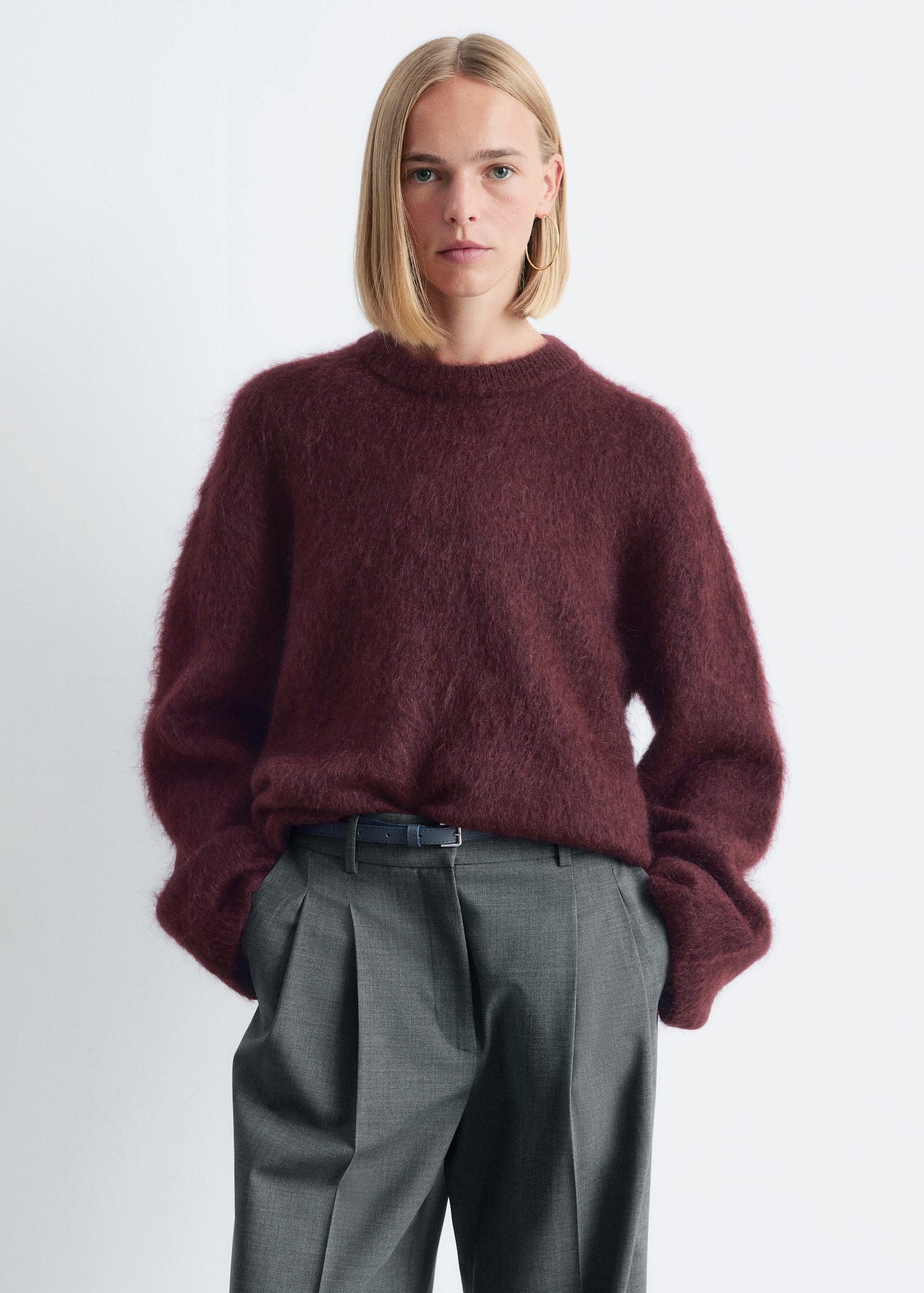 Pull en mohair mélangé - Rouge foncé/Bleu foncé/Marron foncé/Taupe/Vert clair