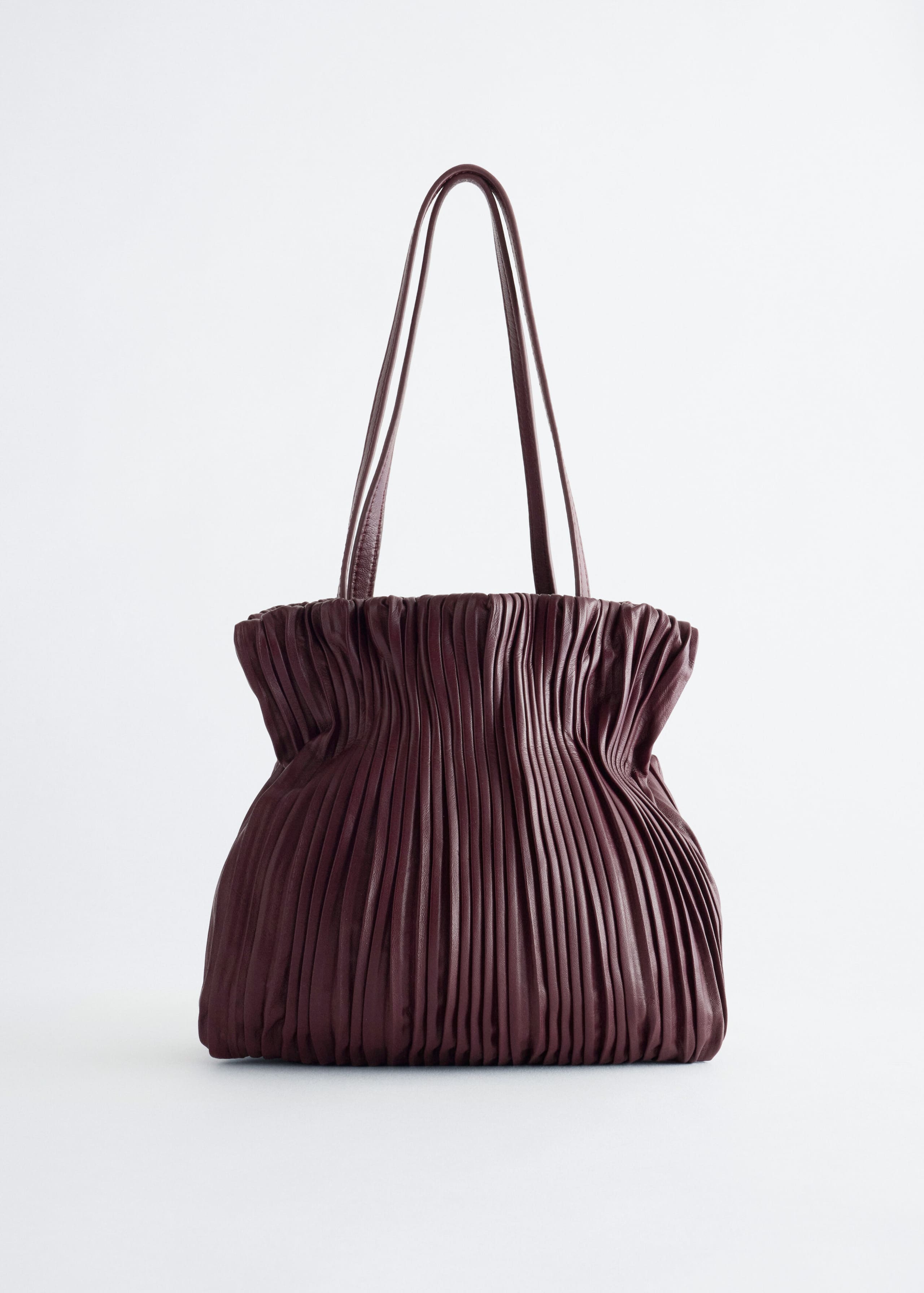 Ruched Leather Mini Bag - Dark Red - Still Life