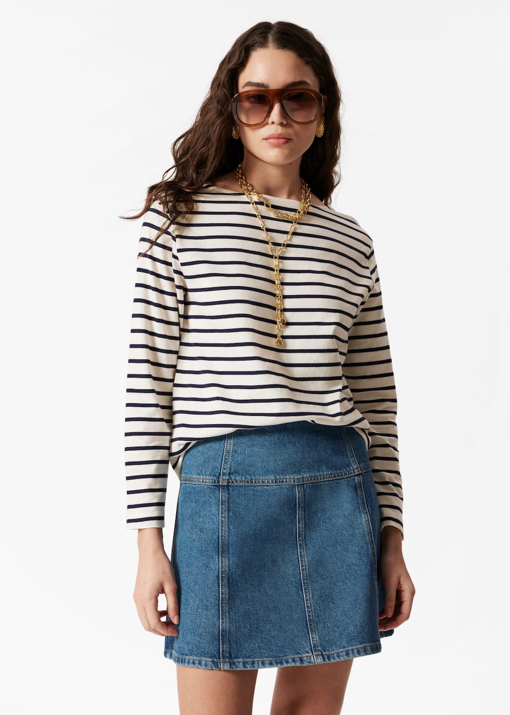 Haut rayé style marin - Rayures violettes et blanches - Lookbook