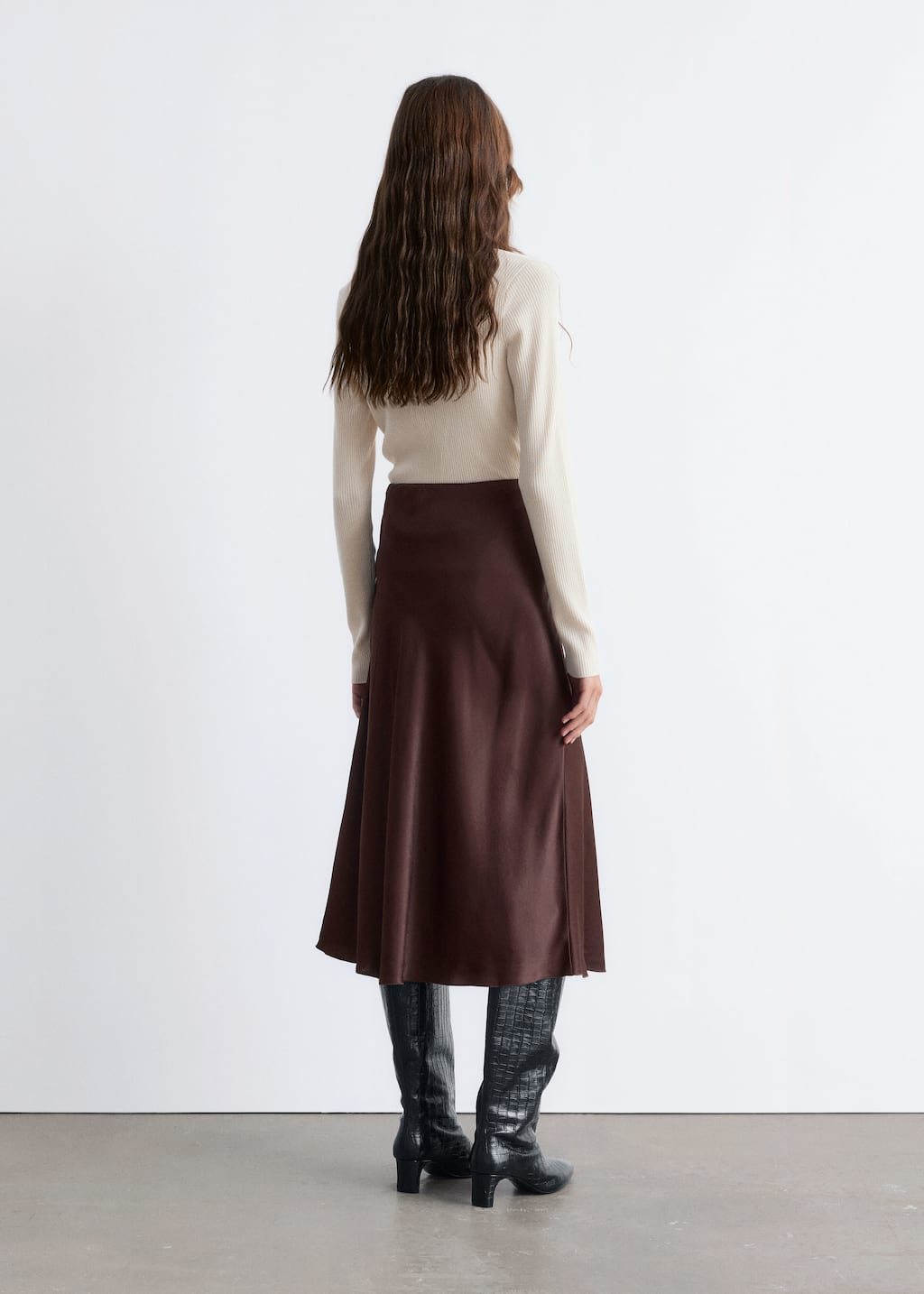 Image of Satin Midi Skirt