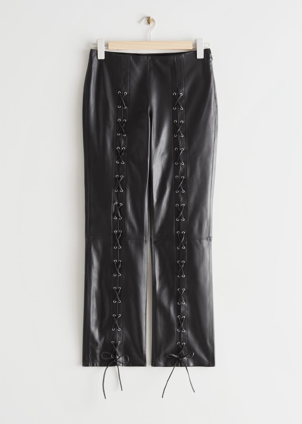 LaceUp Leather Trousers - Black - Natura morta