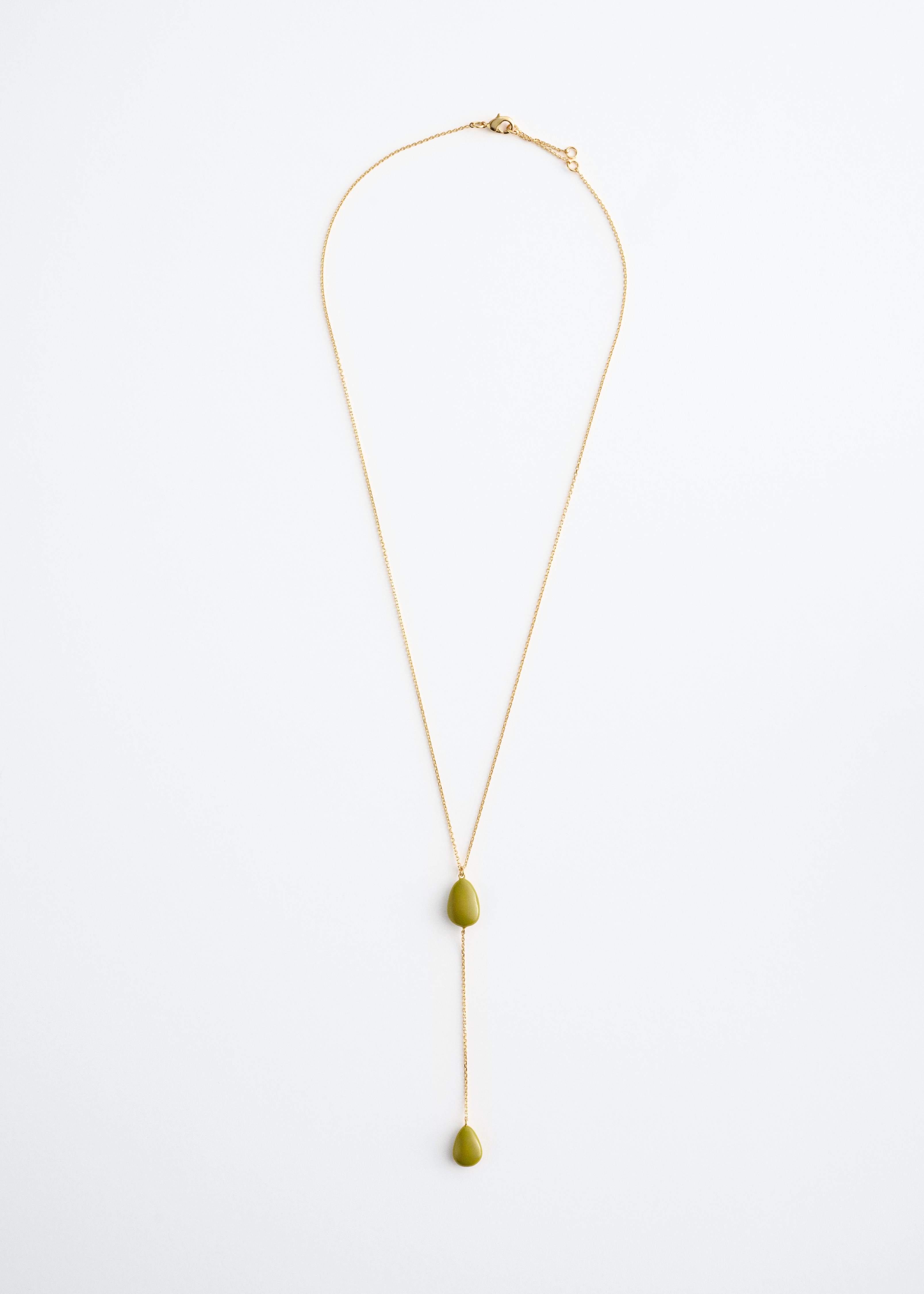 Long collier avec pendentifs - Vert/Doré/Doré/Argenté
