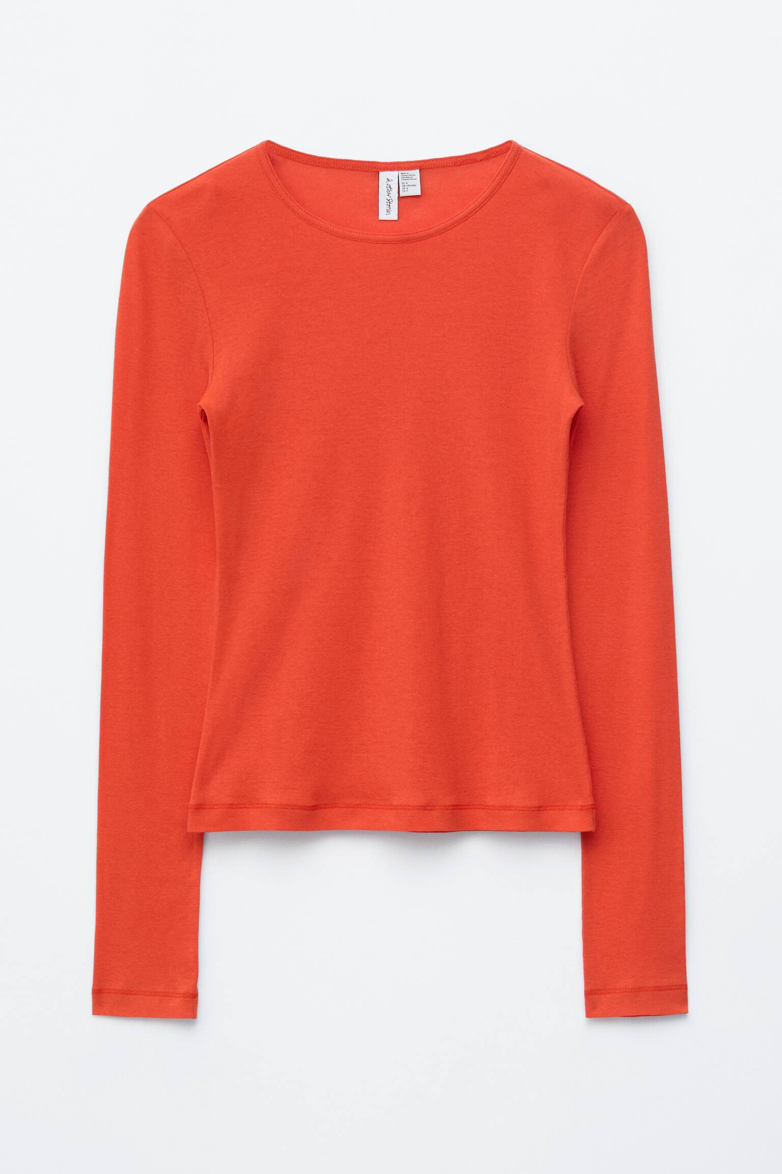 Long-Sleeve Cotton Top - Orange/Burgundy/White - 2