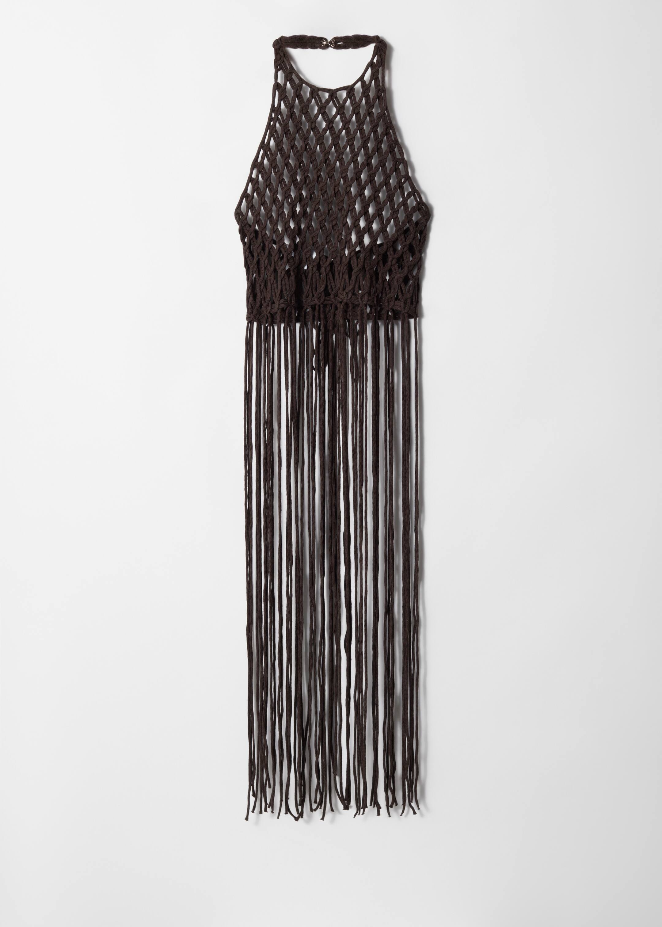 Visualizza immagine più grande: Top con scollo all'americana in macramè con frange - Marrone scuro - DONNA | H&M IT 7