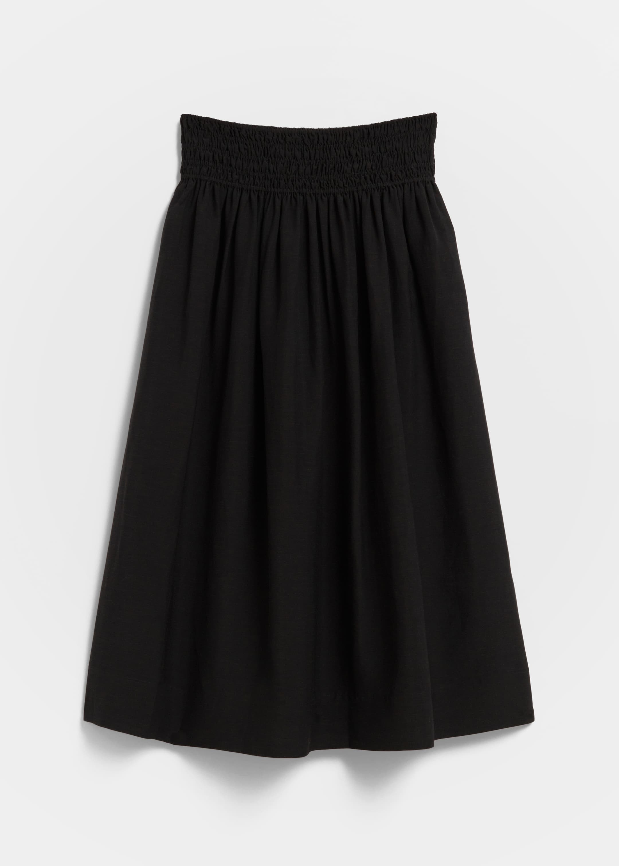 Grösseres Bild ansehen: Midirock mit gesmoktem Bund - Schwarz - DAMEN | H&M CH 1