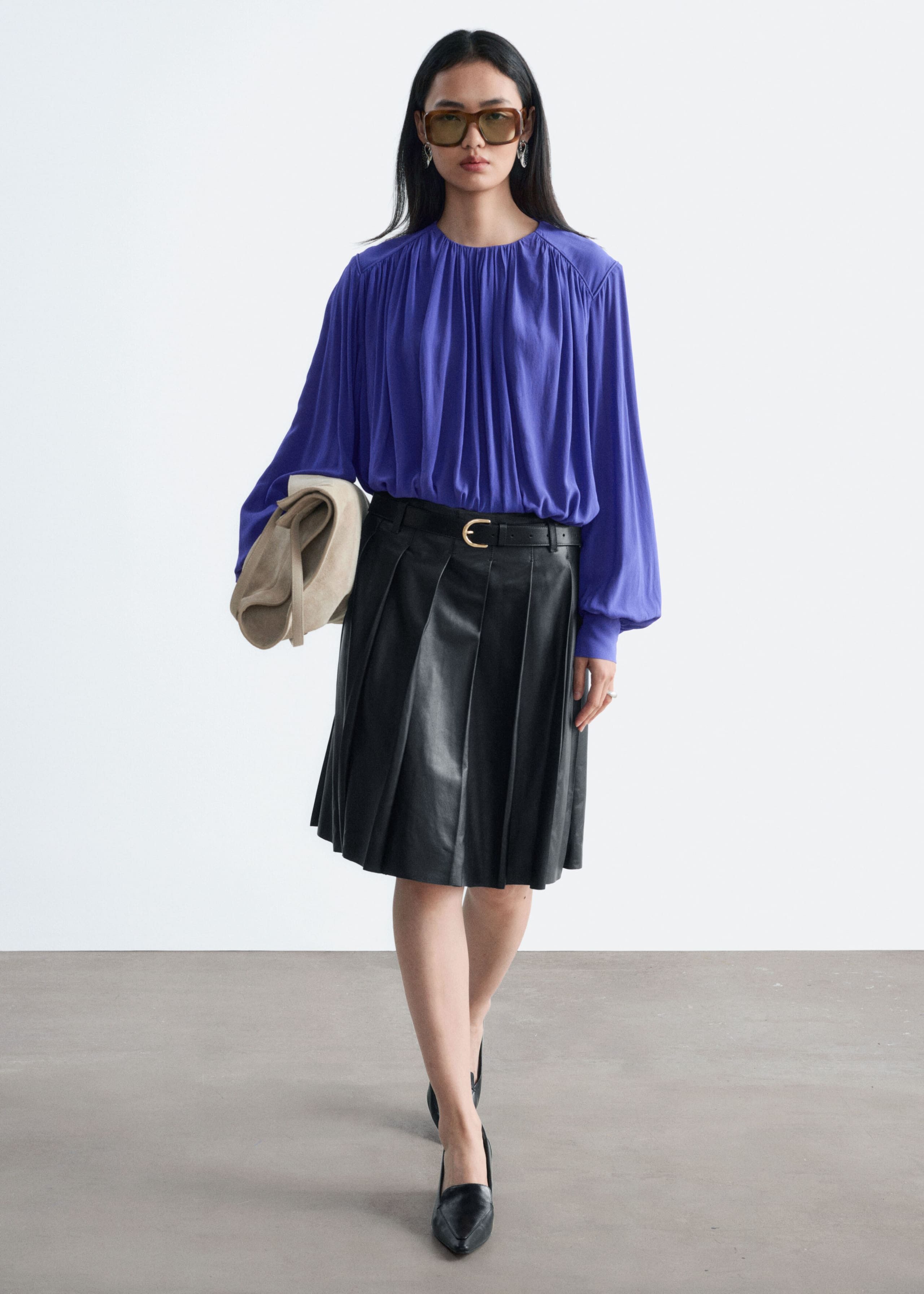 Blusa fruncida - Morado - Lookbook
