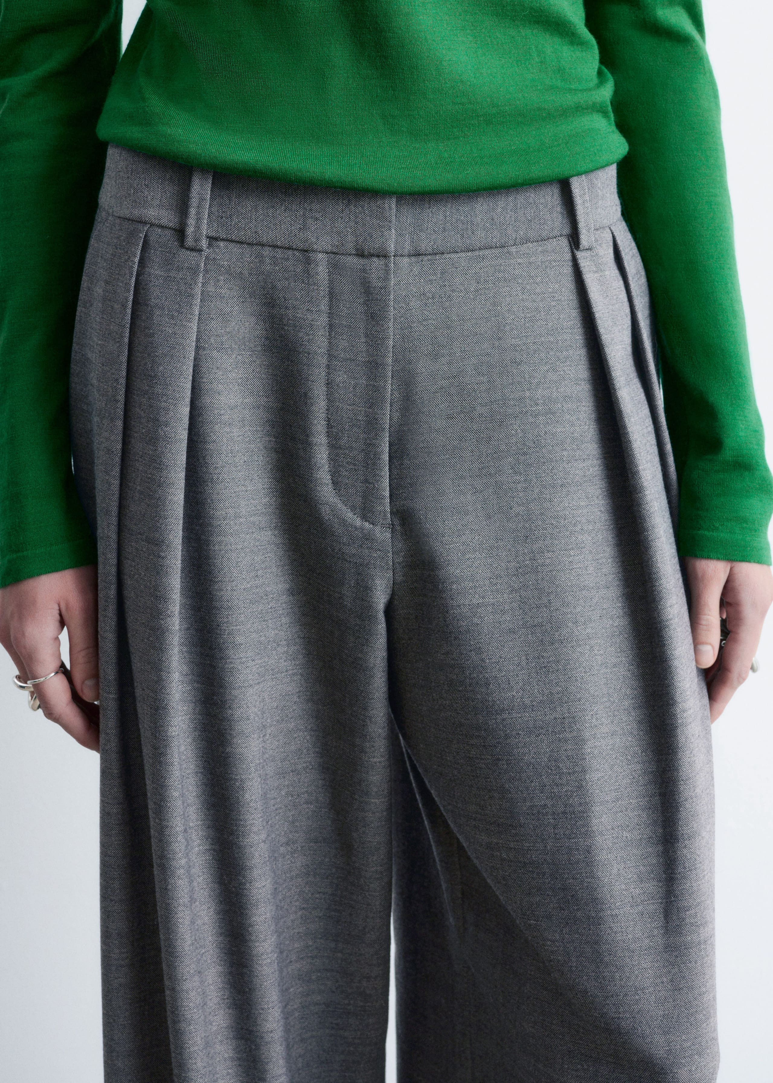 Image of Wool-Blend Tailored Trousers