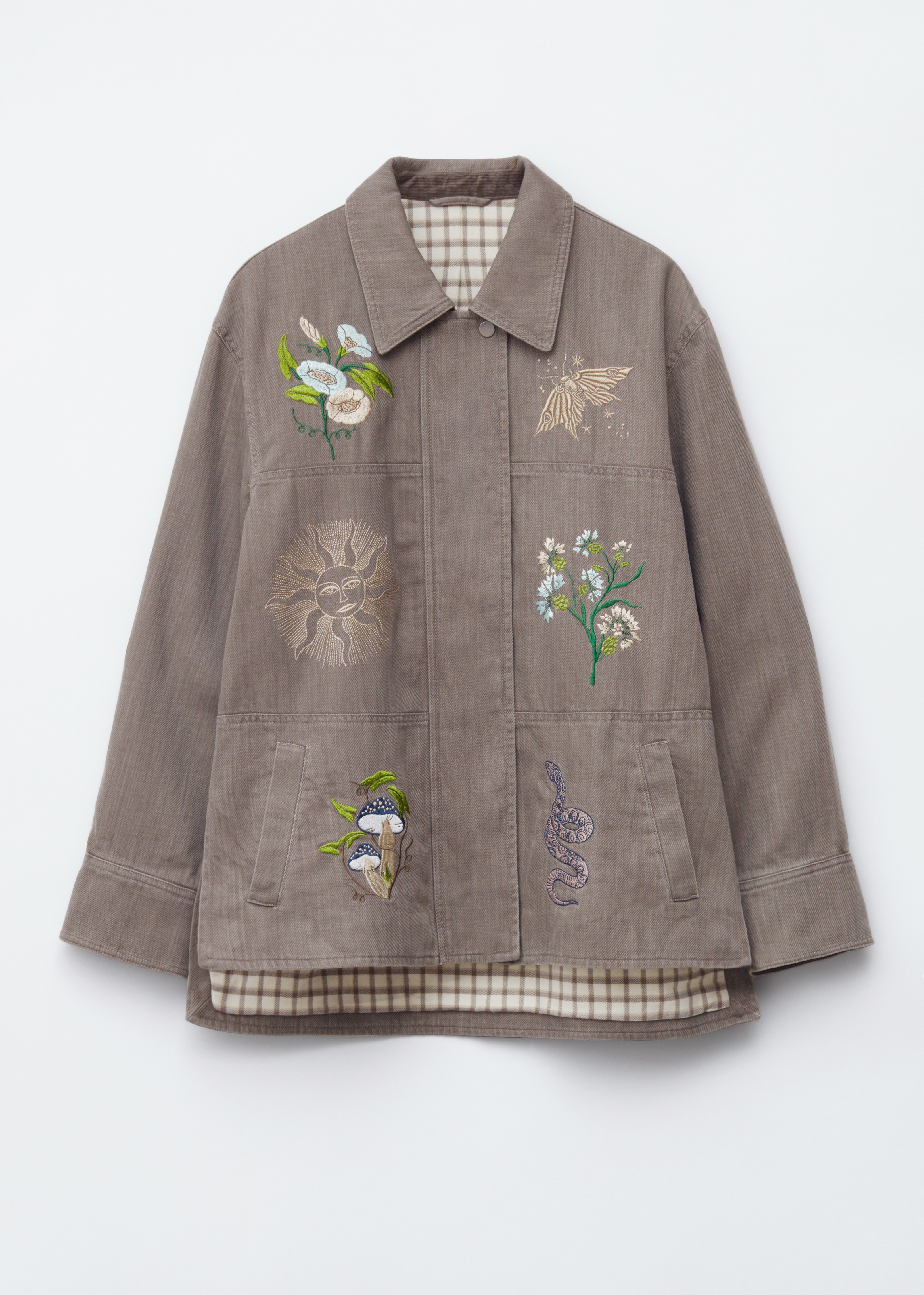 Embroidered Shirt Jacket - Mole/Embroidery