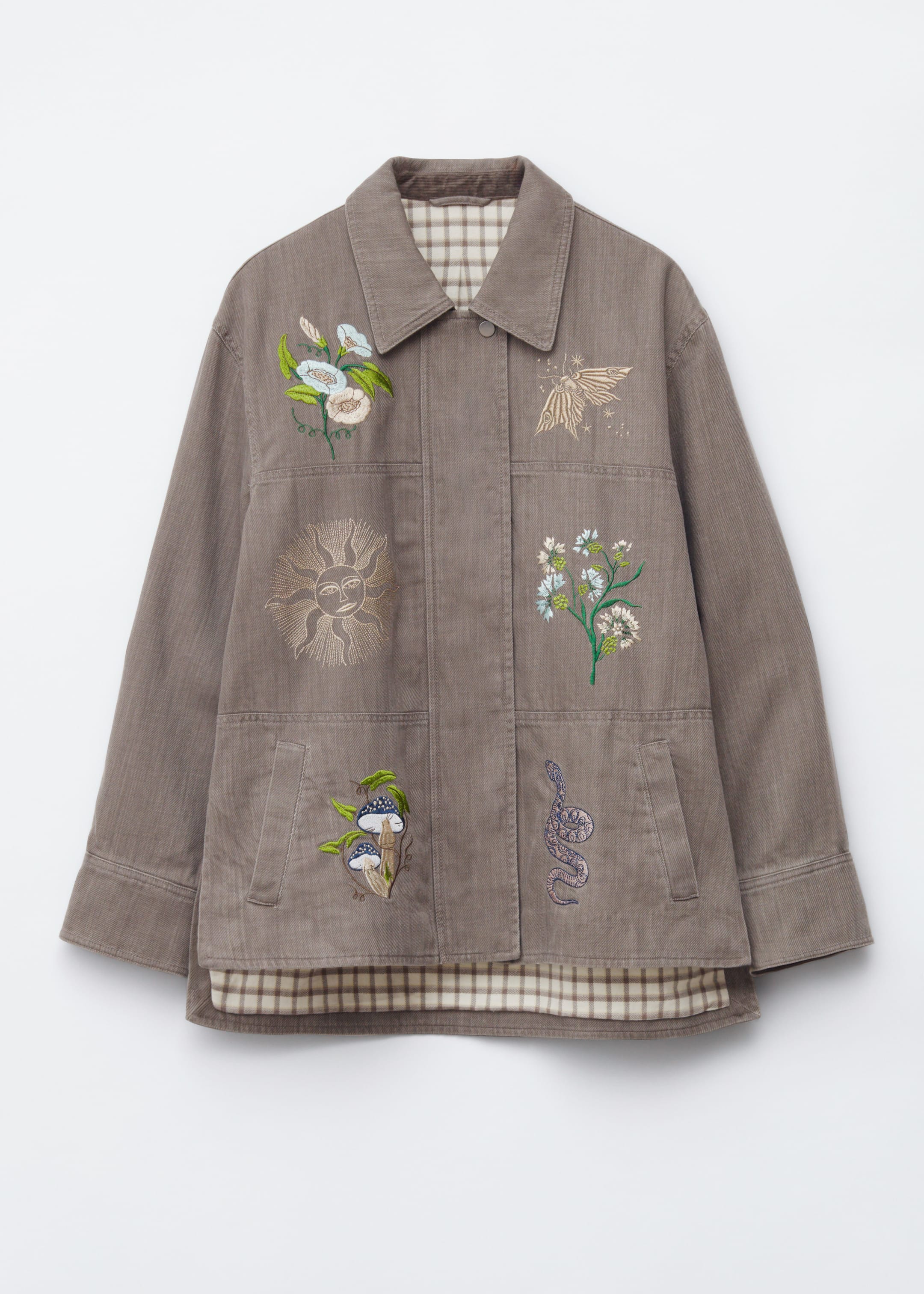 Se større billede: Broderet skjortejakke - Gråbrun / broderi - DAME | H&M DK 7