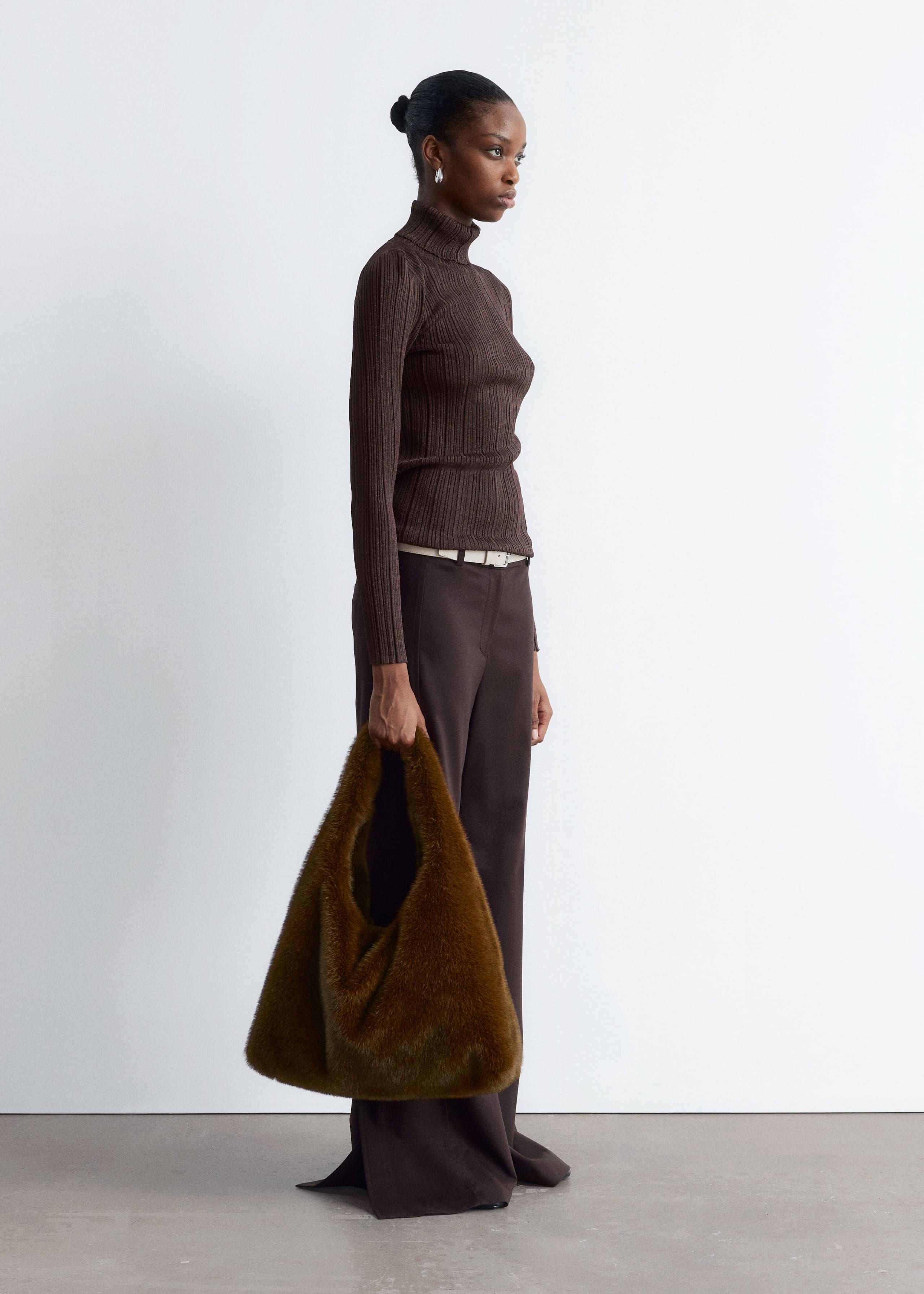 Image of Rib-Knit Lurex Turtleneck