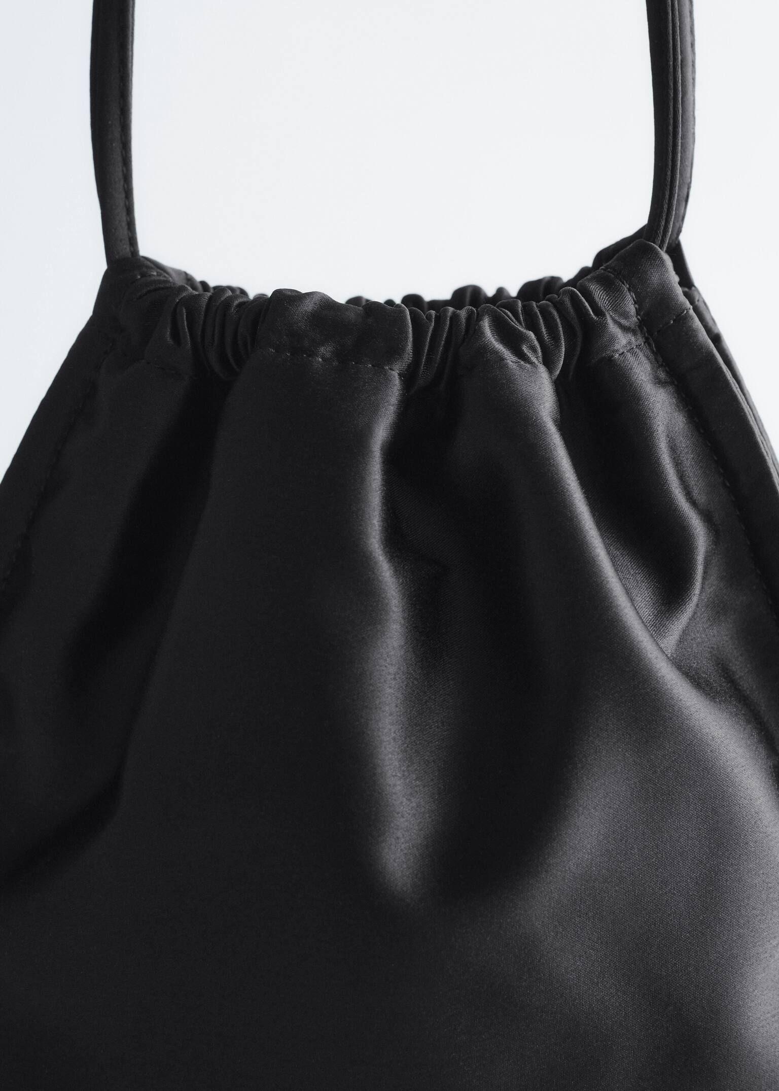 Saténová taška so sťahovacou šnúrkou - Čierny/Greige - 3