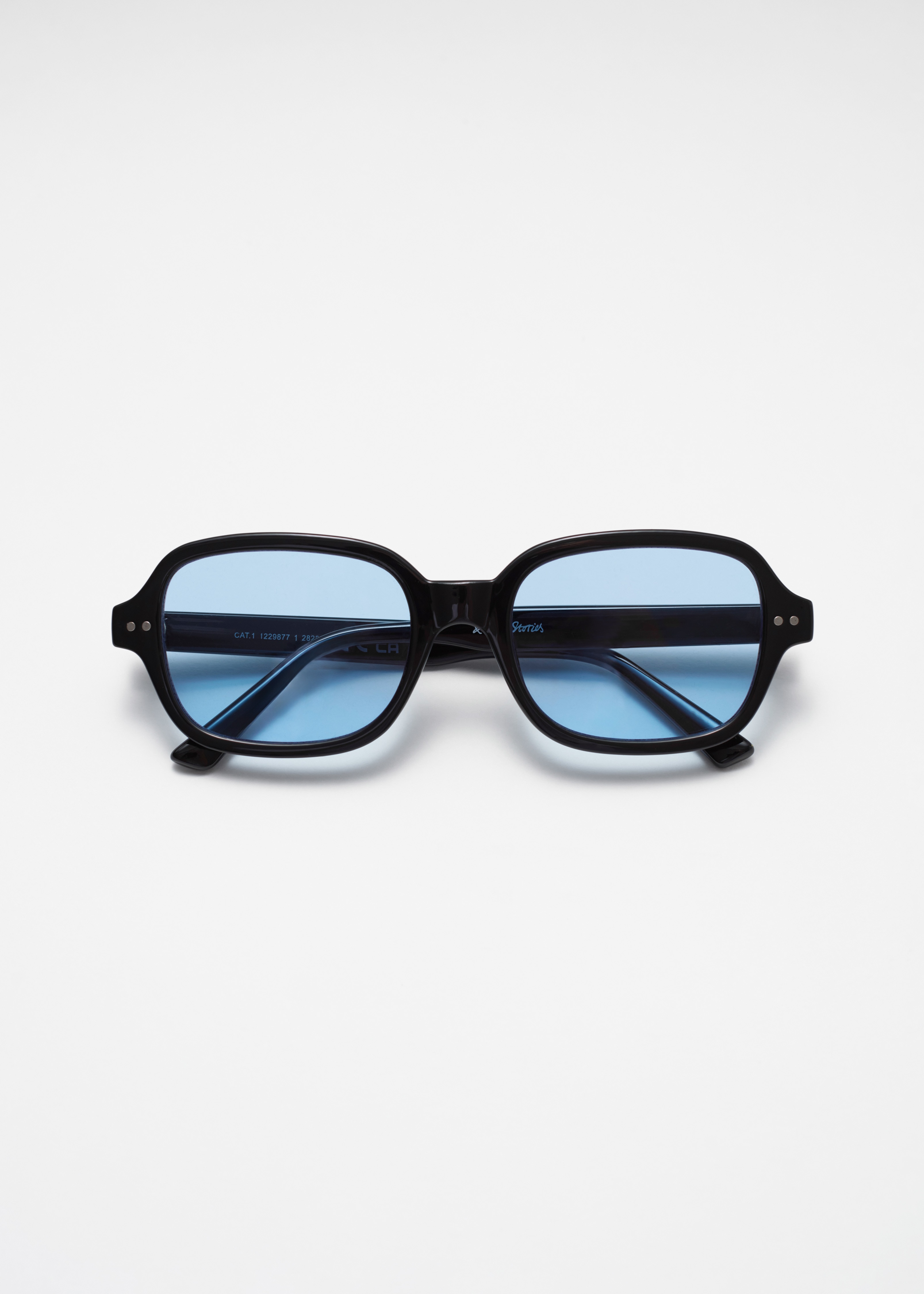 Rectangular Frame Sunglasses - Black/Light Blue/Black/Light Pink
