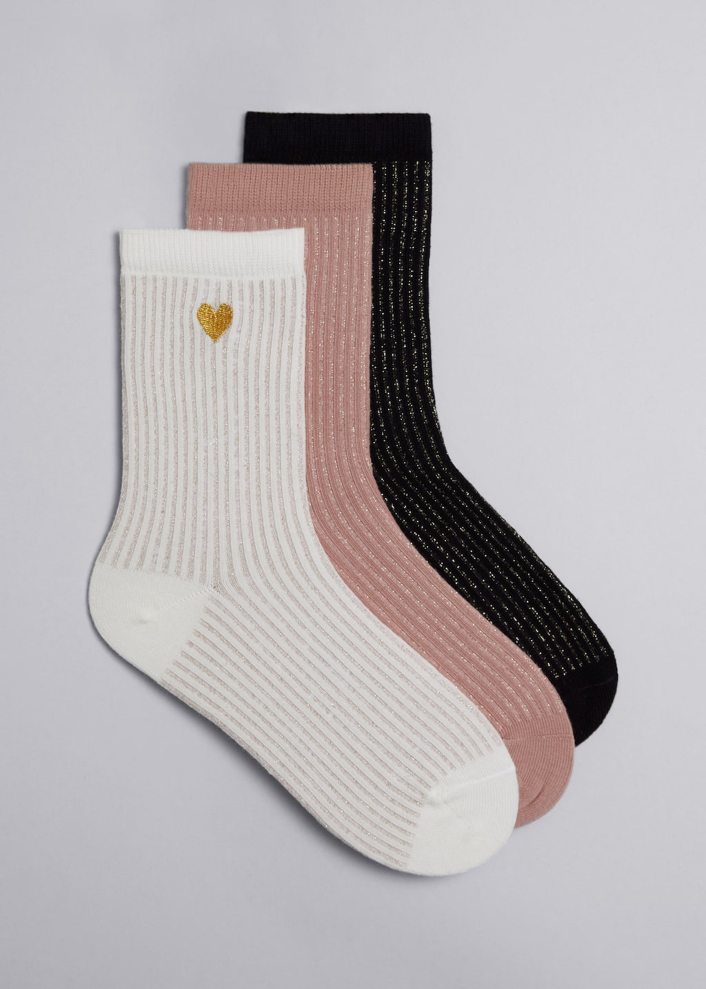 3-Pack Heart Socks Gift Set - White/Pink/Black - Still Life
