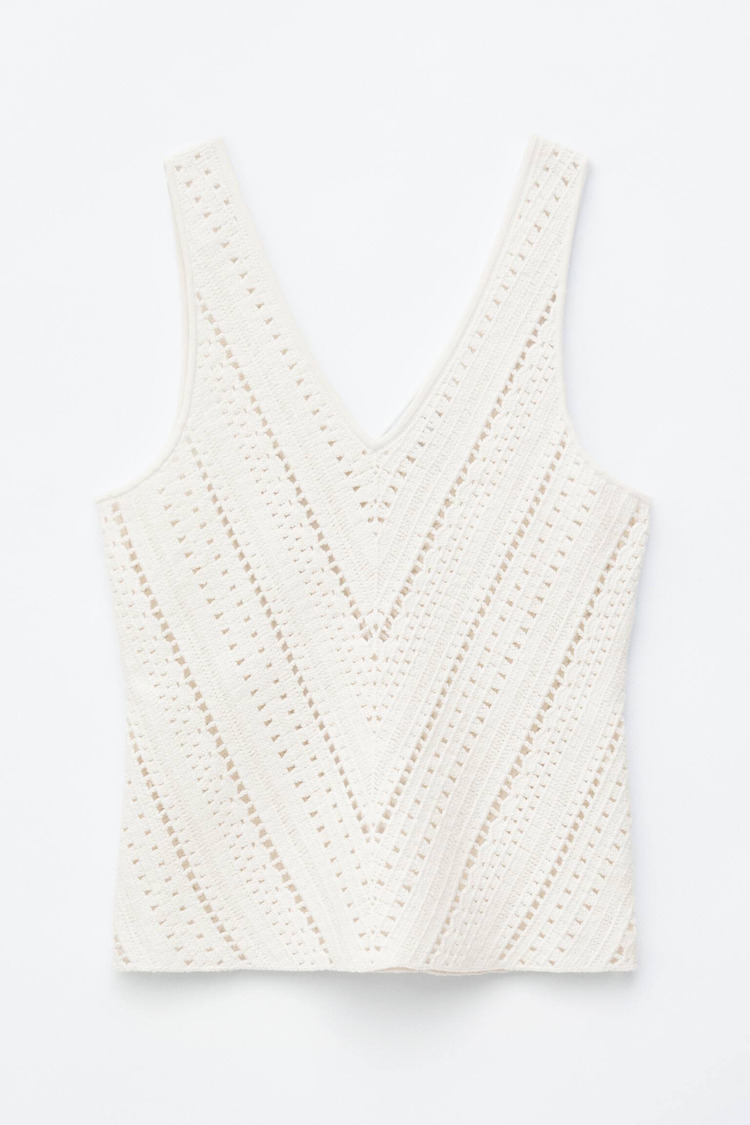 Haut crocheté à col en V - Blanc