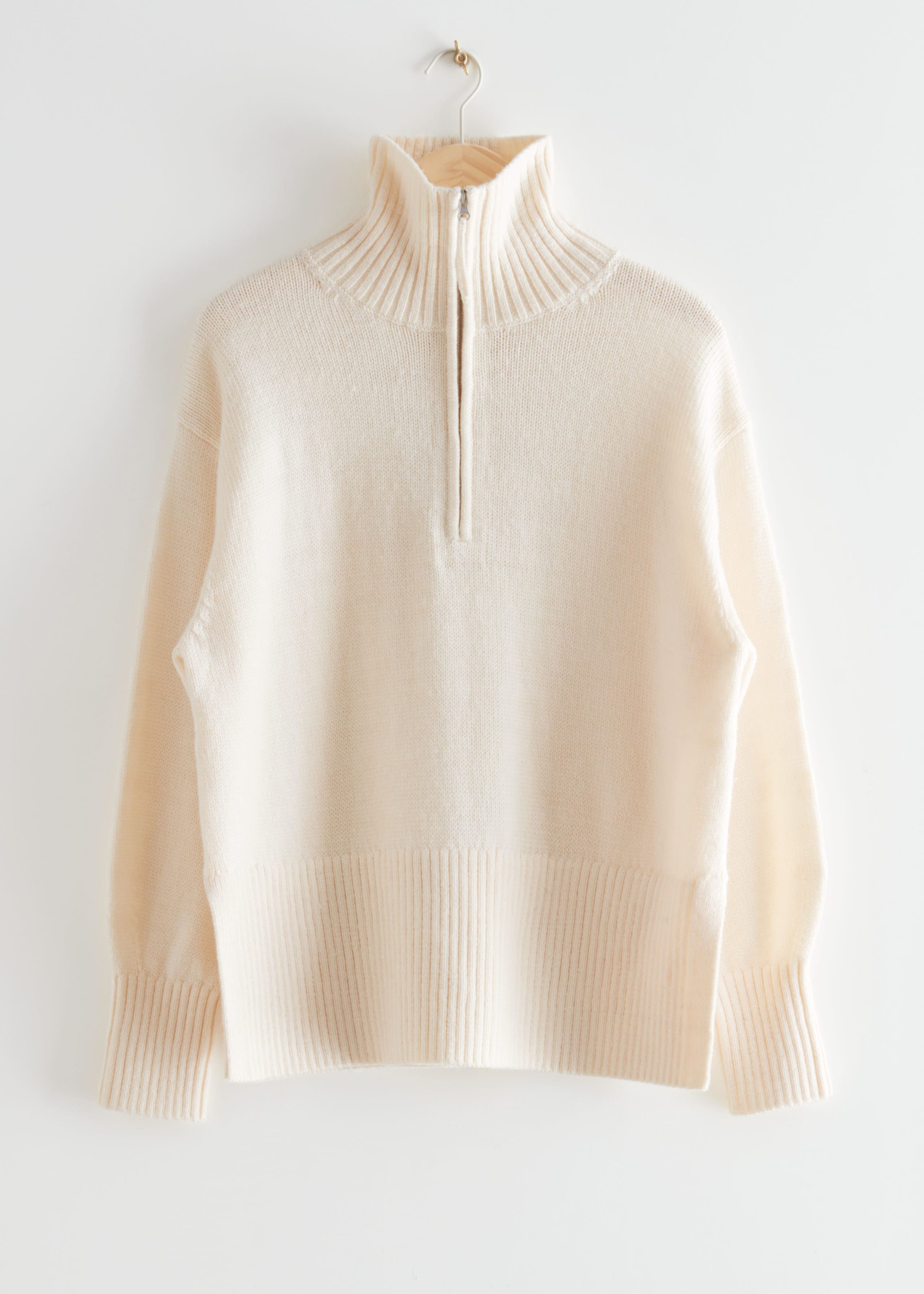 Oversized HalfZip Sweater - White - Bodegón