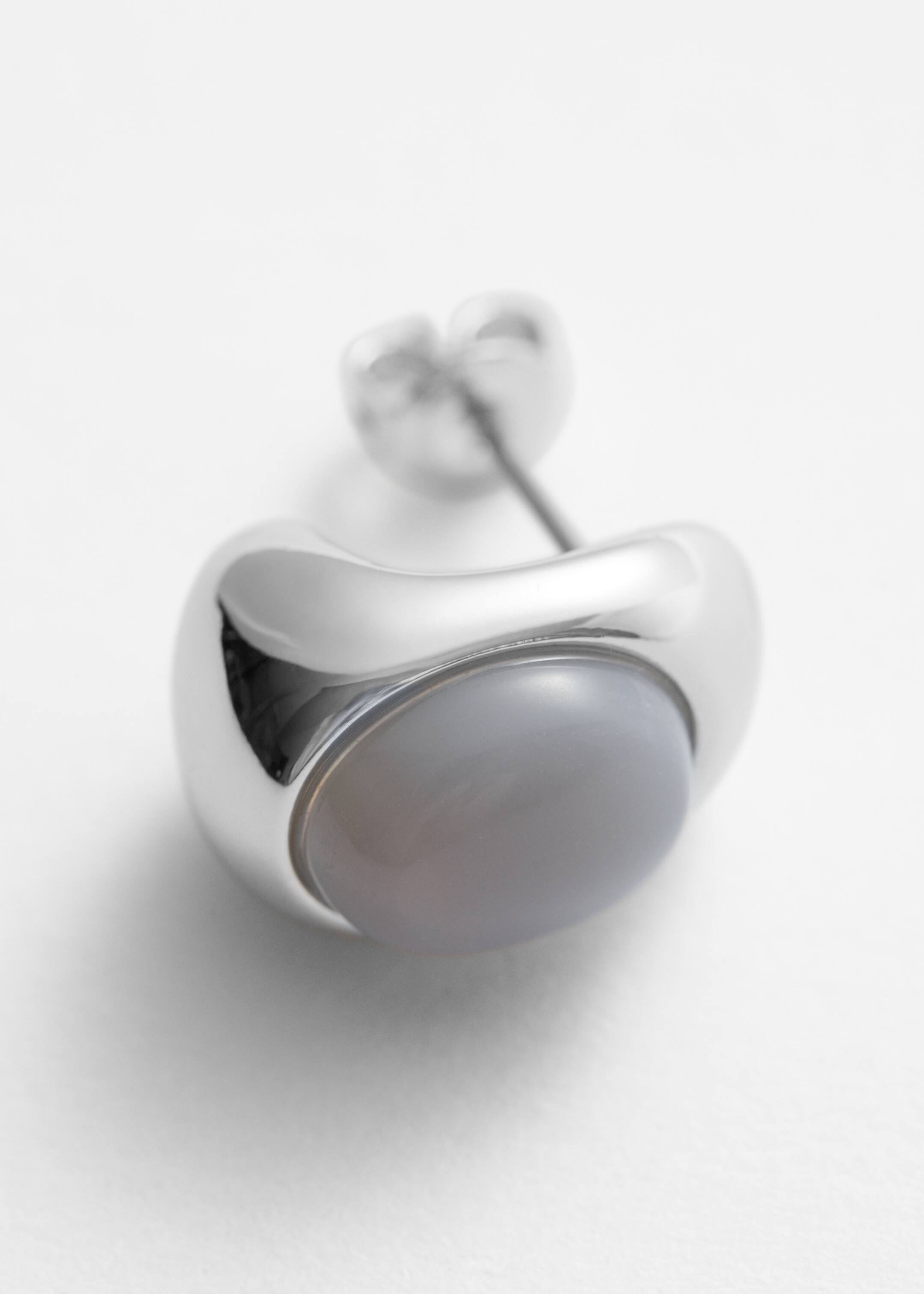 View larger image: Stone Stud Earrings - Silver/Grey - Ladies | H&M GB 2