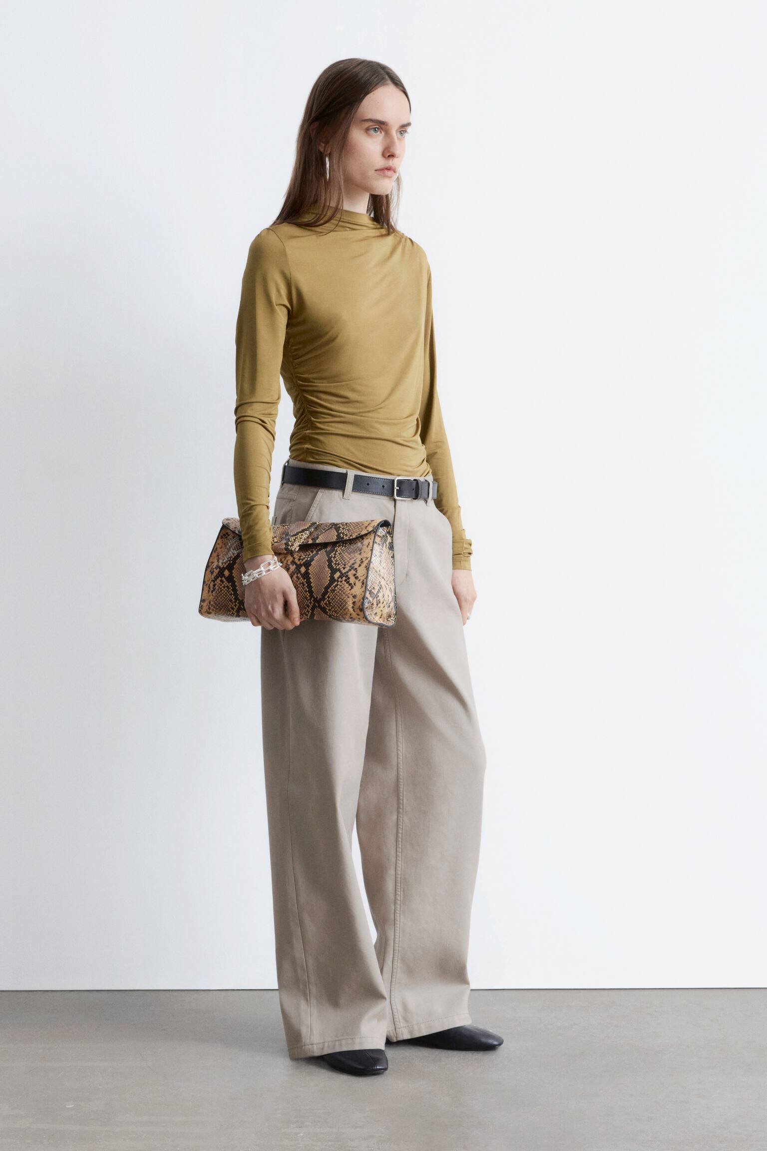 Széles szárú twill nadrág - Világos szürkésbézs - 3