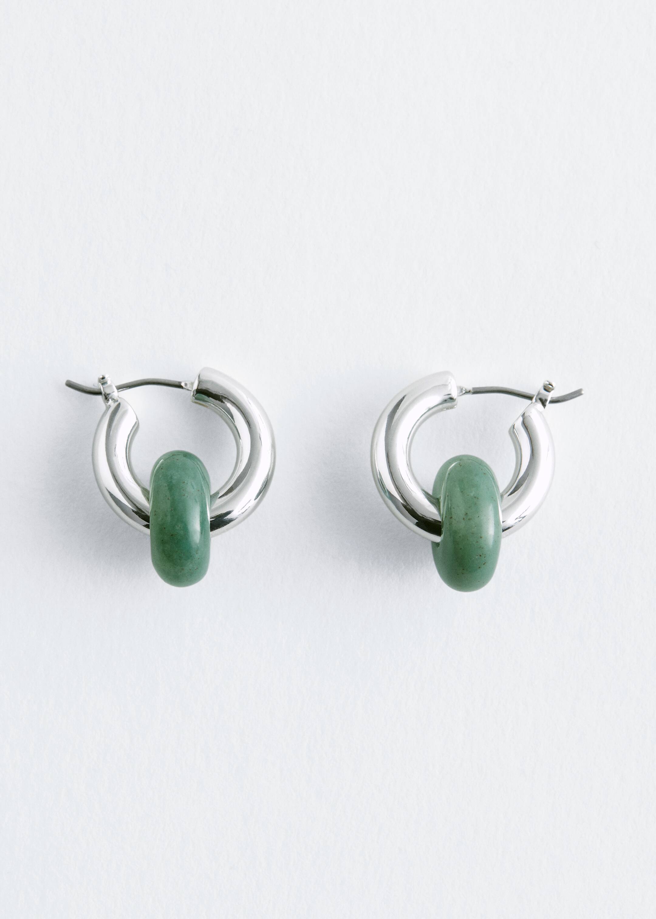 Grösseres Bild ansehen: Creolen mit Steinperlen - Silber/Grün - DAMEN | H&M CH 1