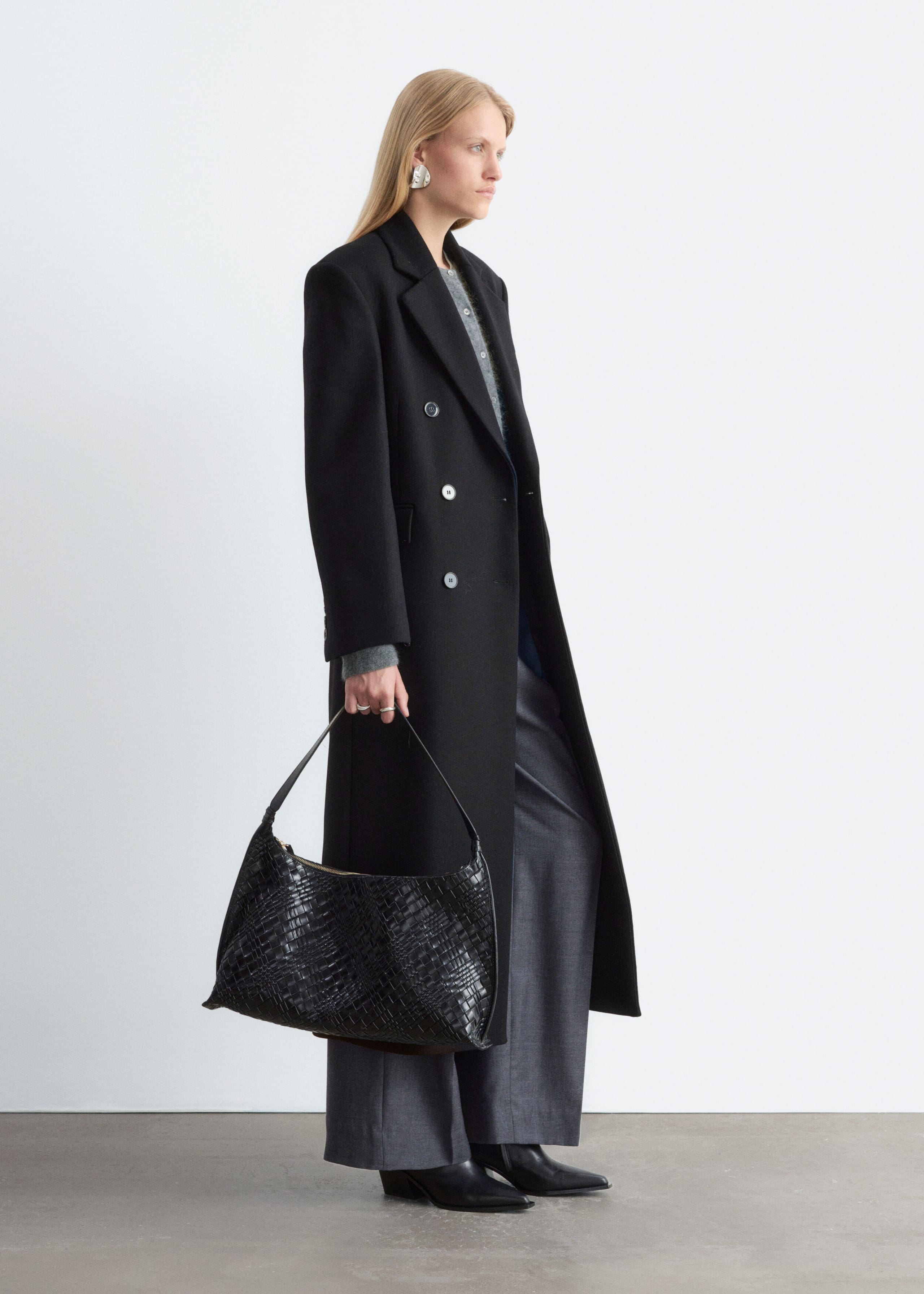 Long Wool Coat - Brown - Lookbook