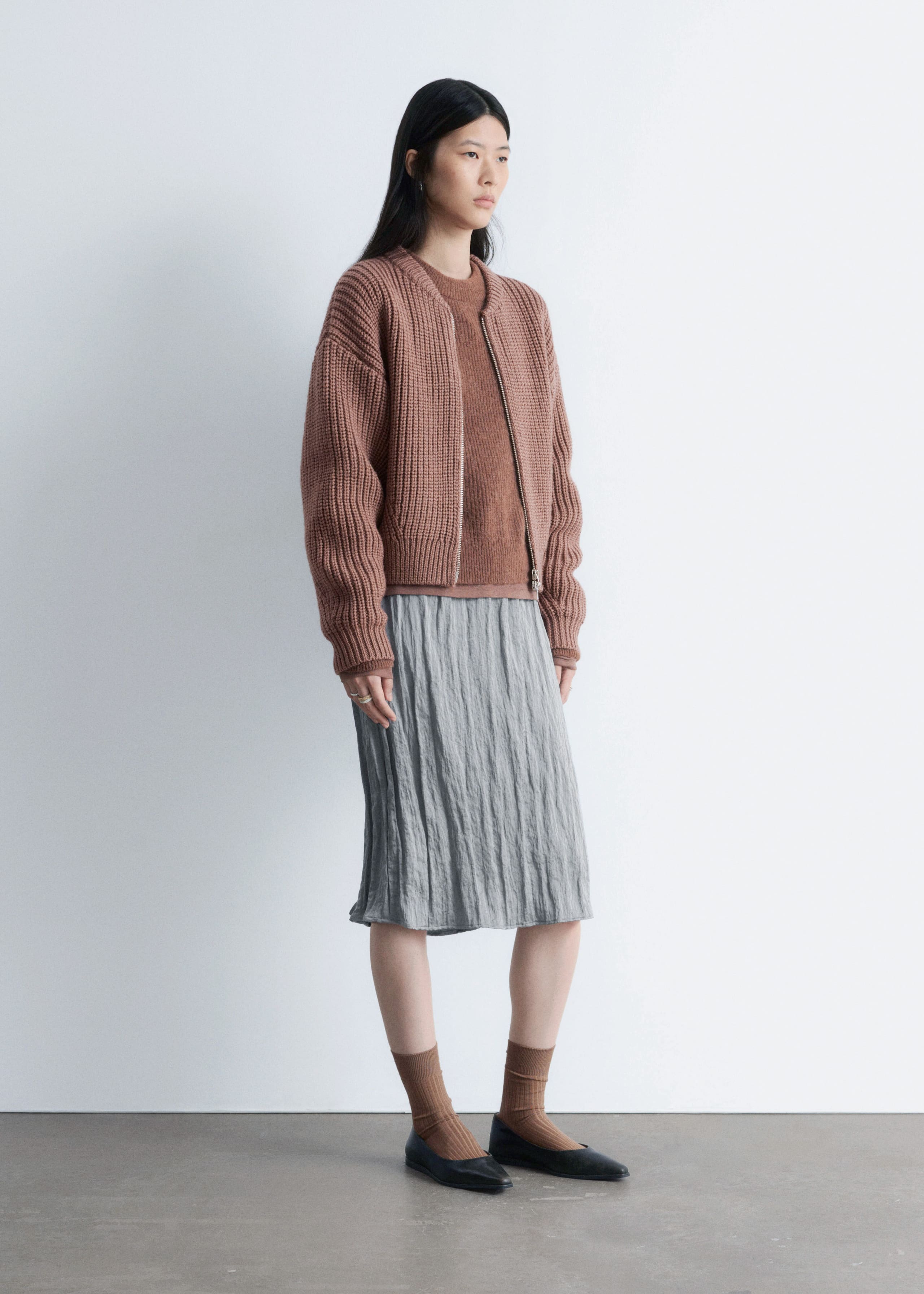 Image of Knitted Wool Bomber Jacket