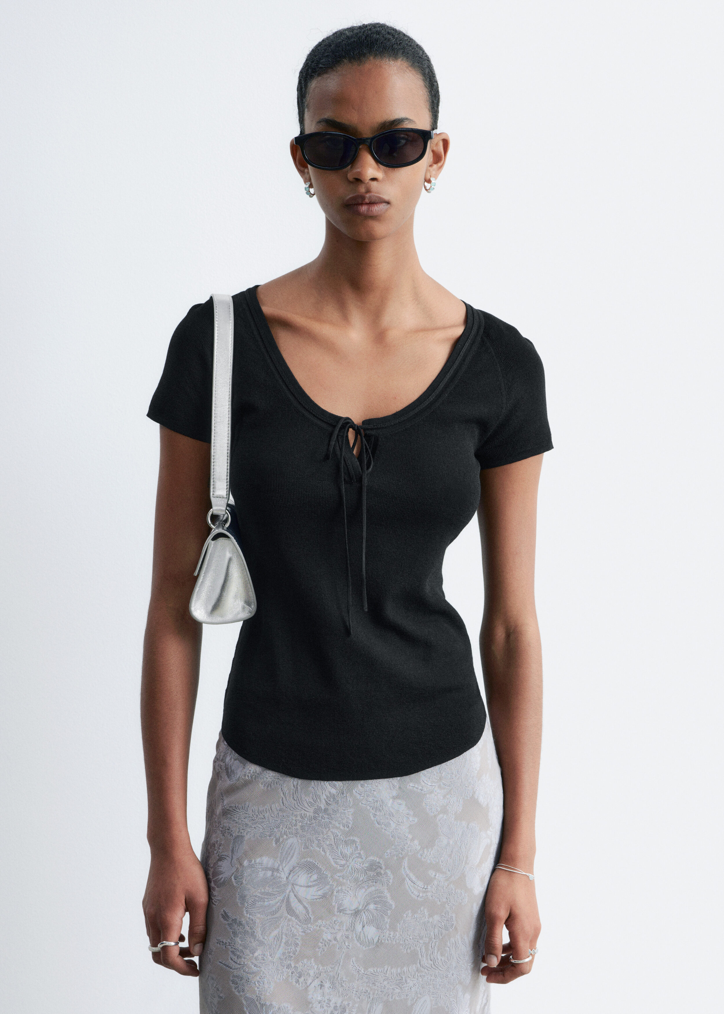 Tie-Front Top - Black - T-shirts - & Other Stories US