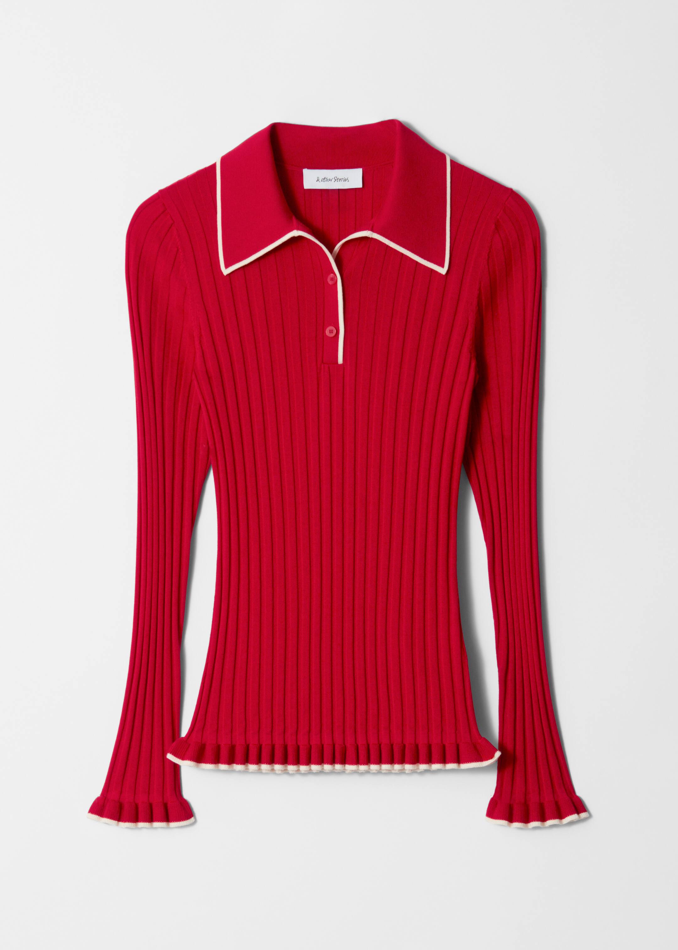 View larger image: Rib-Knit Polo Shirt - Red - Ladies | H&M GB 5