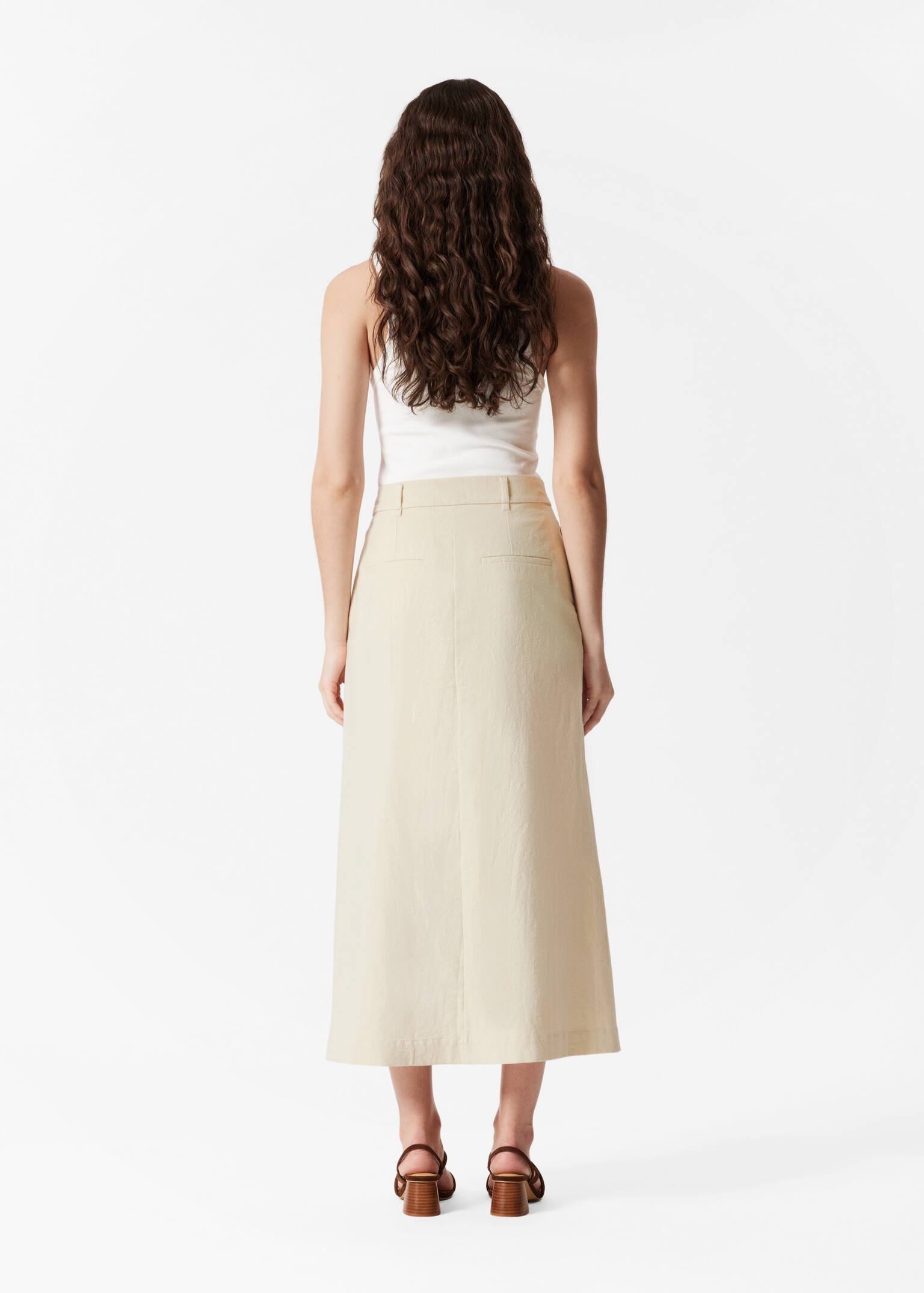 A-formet midinederdel - Beige/Sort - 5