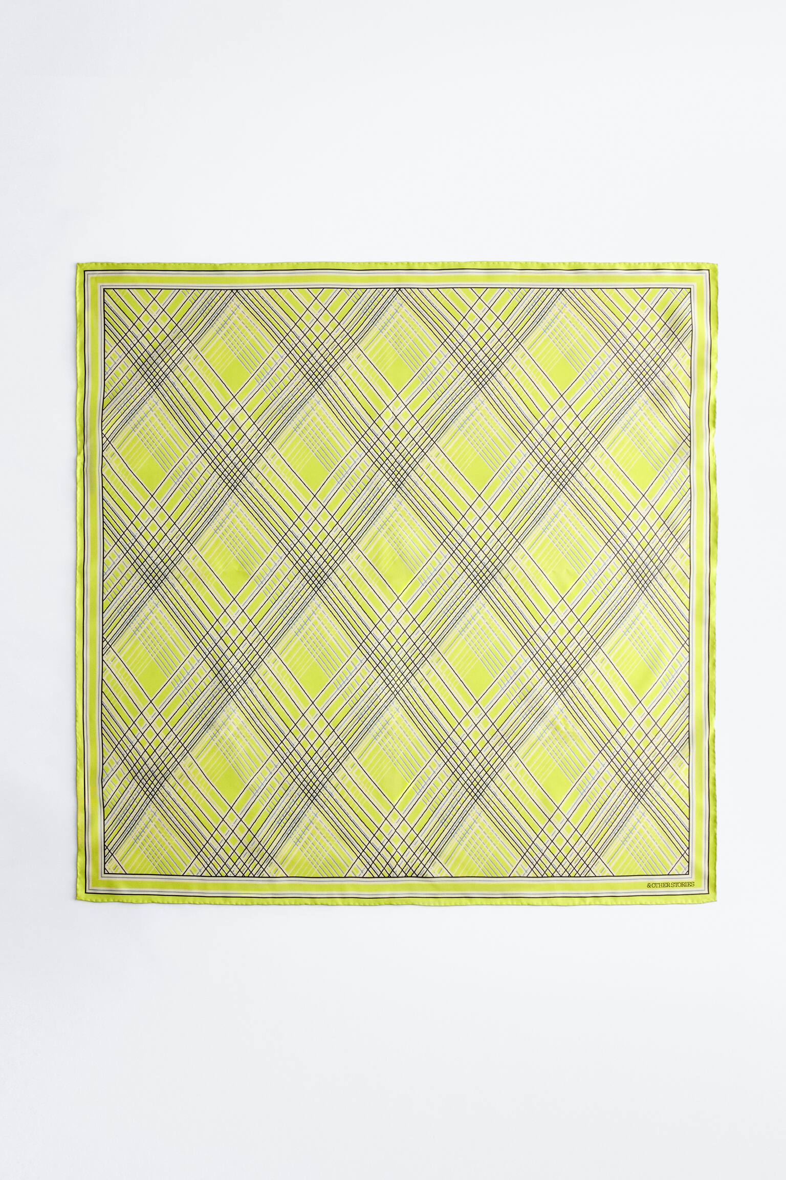 Bedrucktes Seidentuch - Gelb/Helltürkis/Apricot - 3