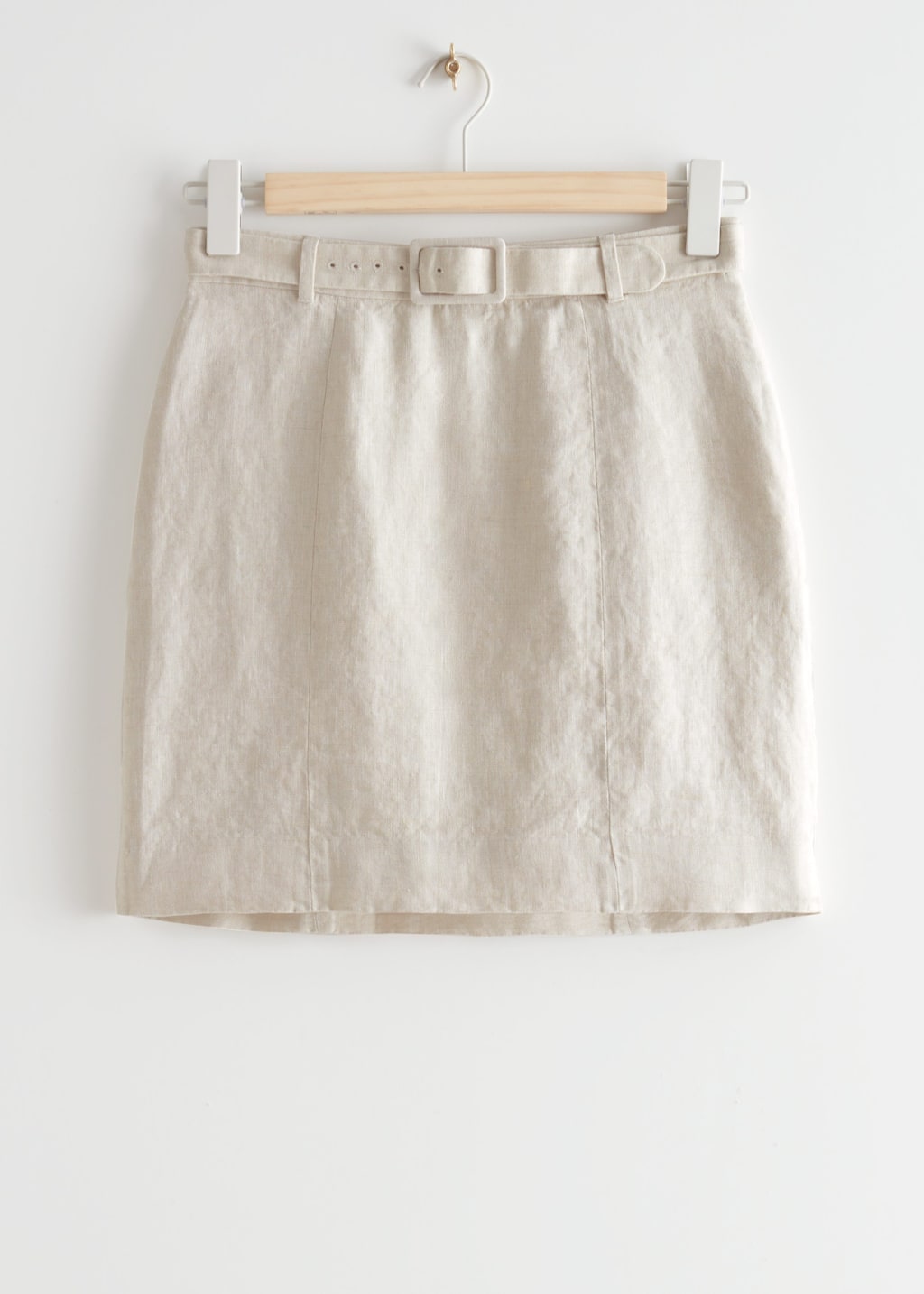 Belted Linen Mini Skirt - Cream - Bodegón