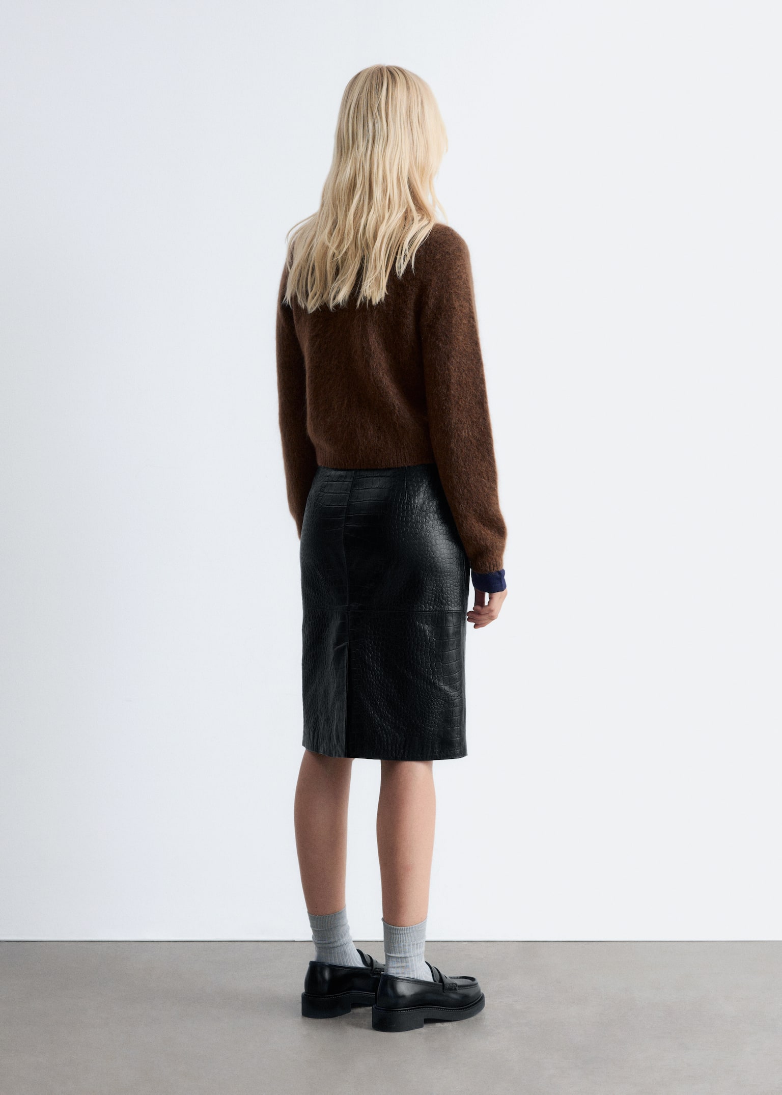 Brushed Knitted Cardigan - Brązowy/Czerwony/Czarny - 4
