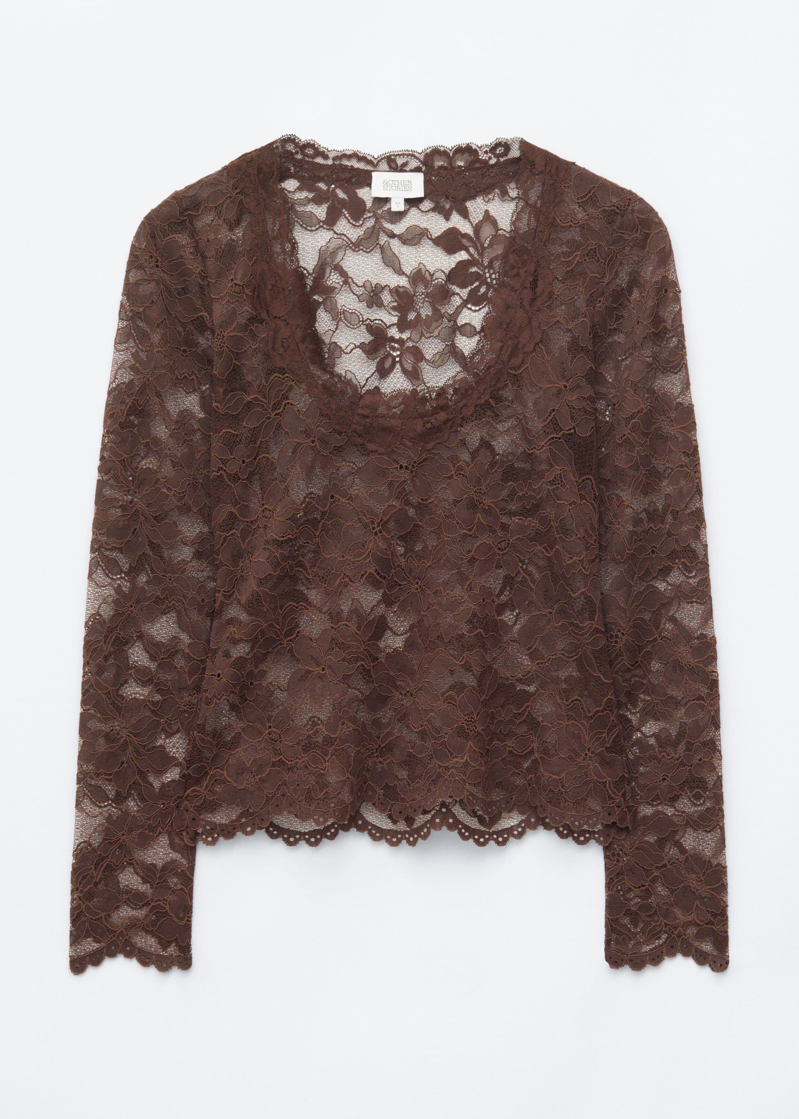 Lace Scoop-Neck Top - Dark Brown - Still Life