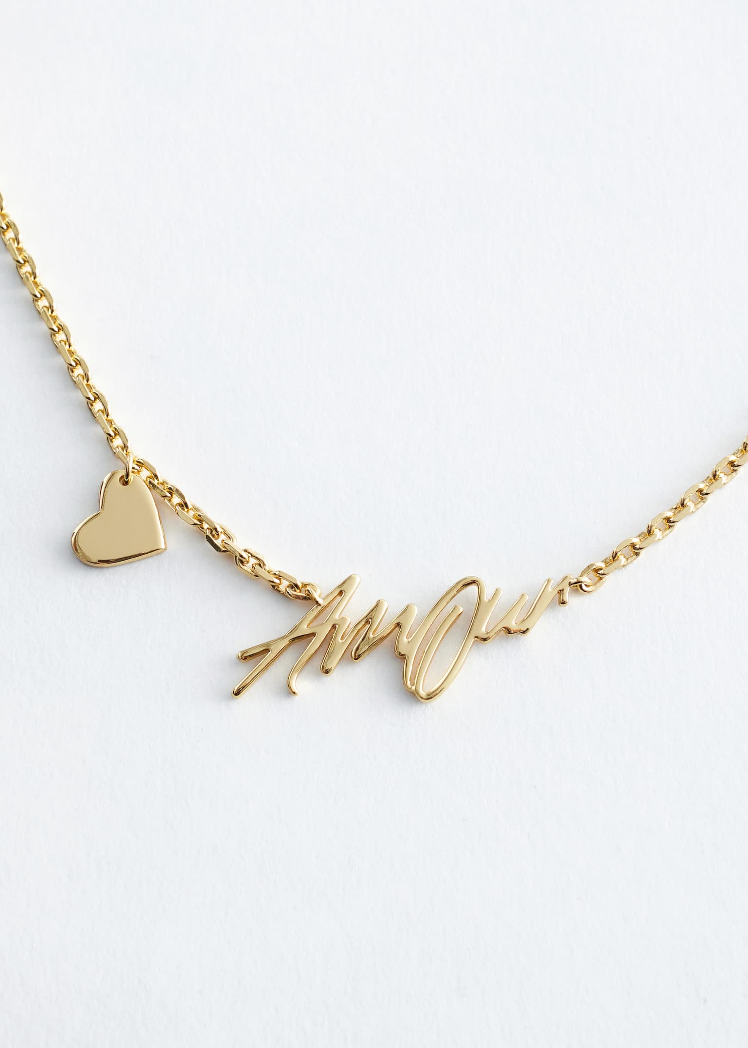 Kurze Kette mit Textmotiv - Gold/Silber - 3