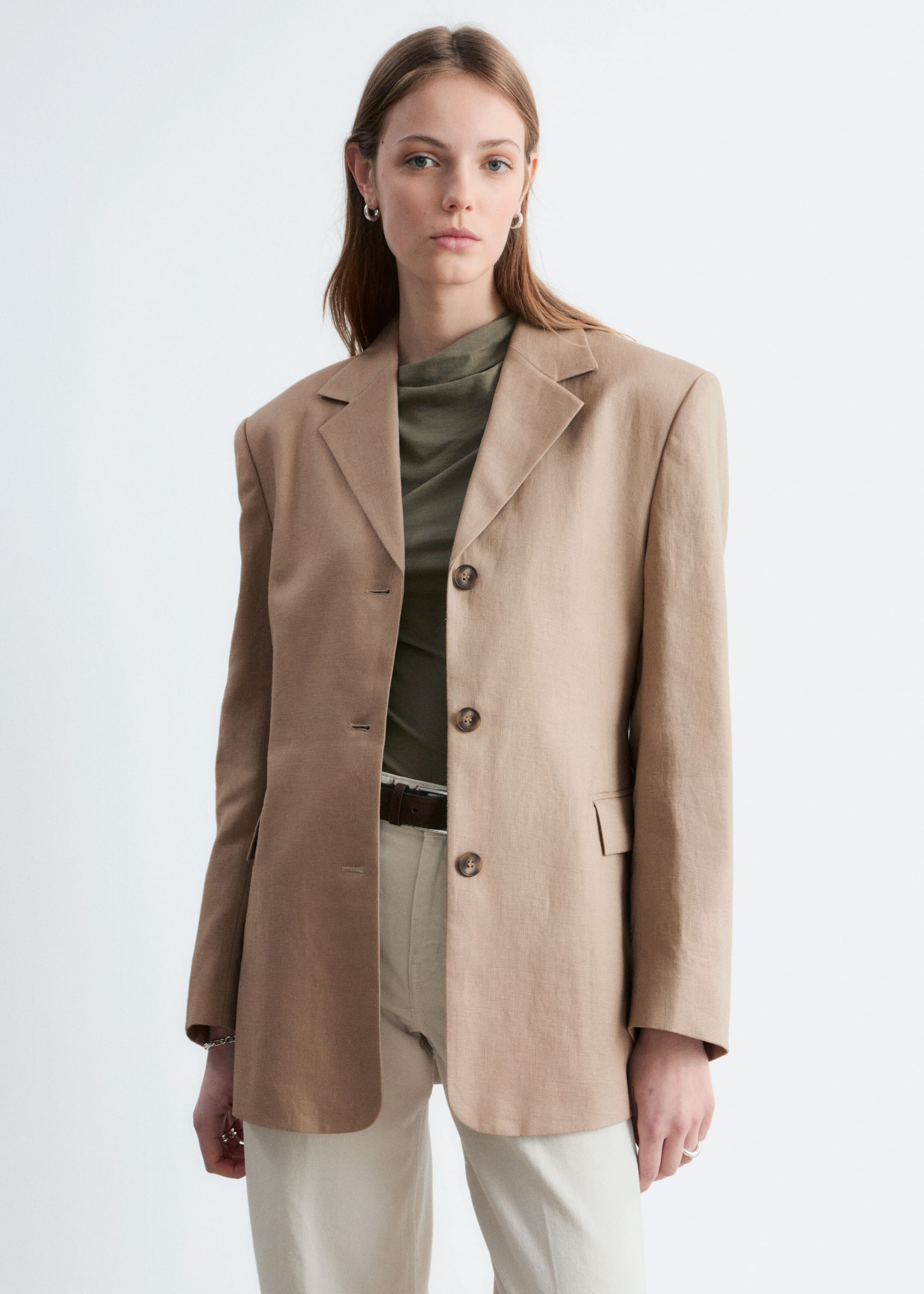 Image of Schmal zulaufender Leinenblazer