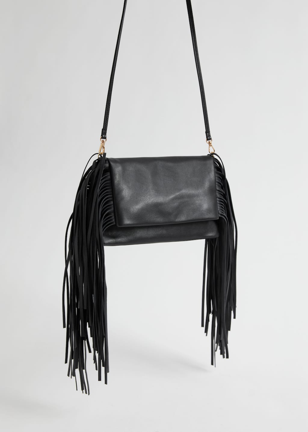 Clutch in pelle con frange - Nero - Natura morta