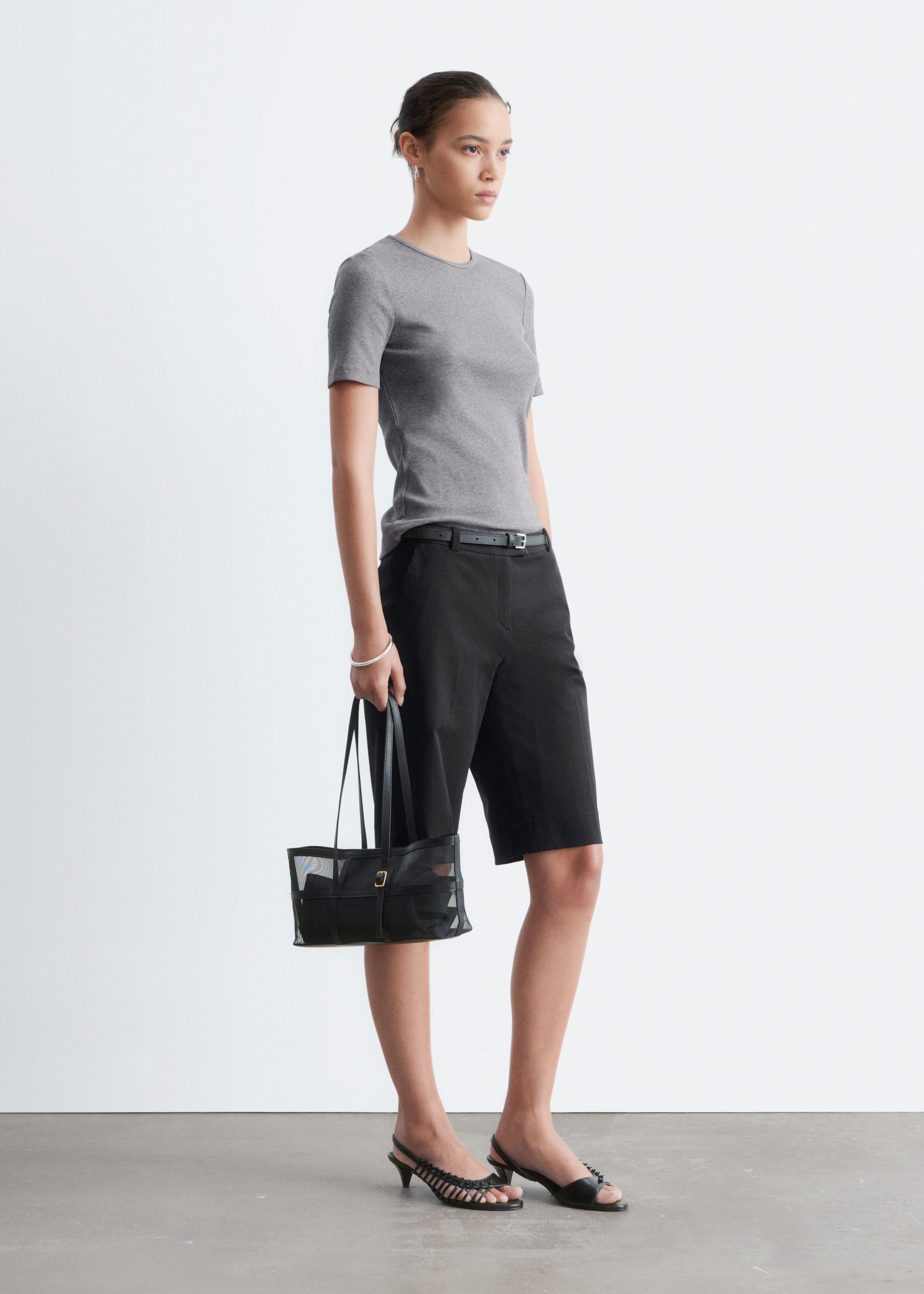 Ribbed T-Shirt - White - Lookbook