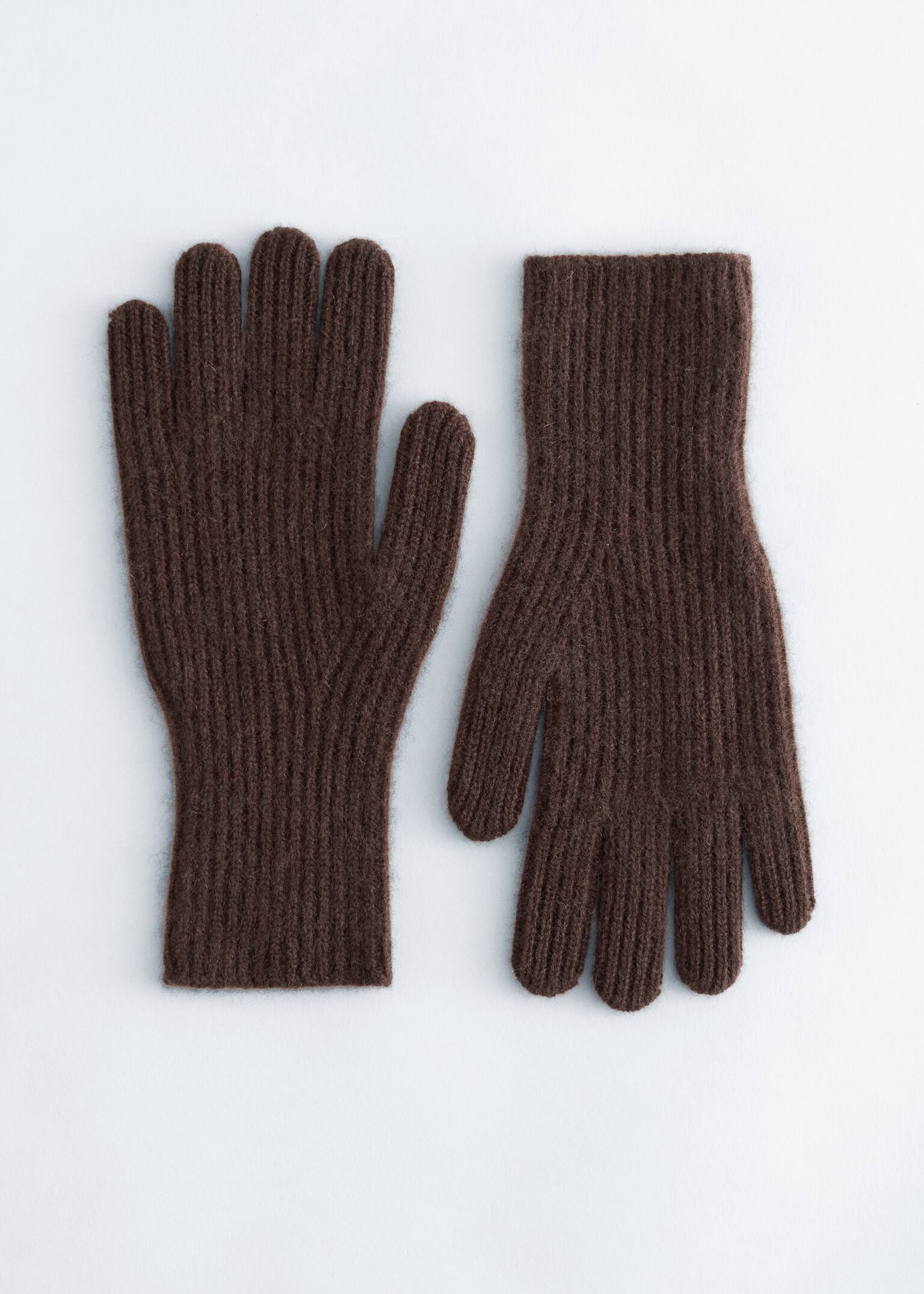 Ribbed Cashmere Gloves - Dark Brown/Navy Blue/Black
