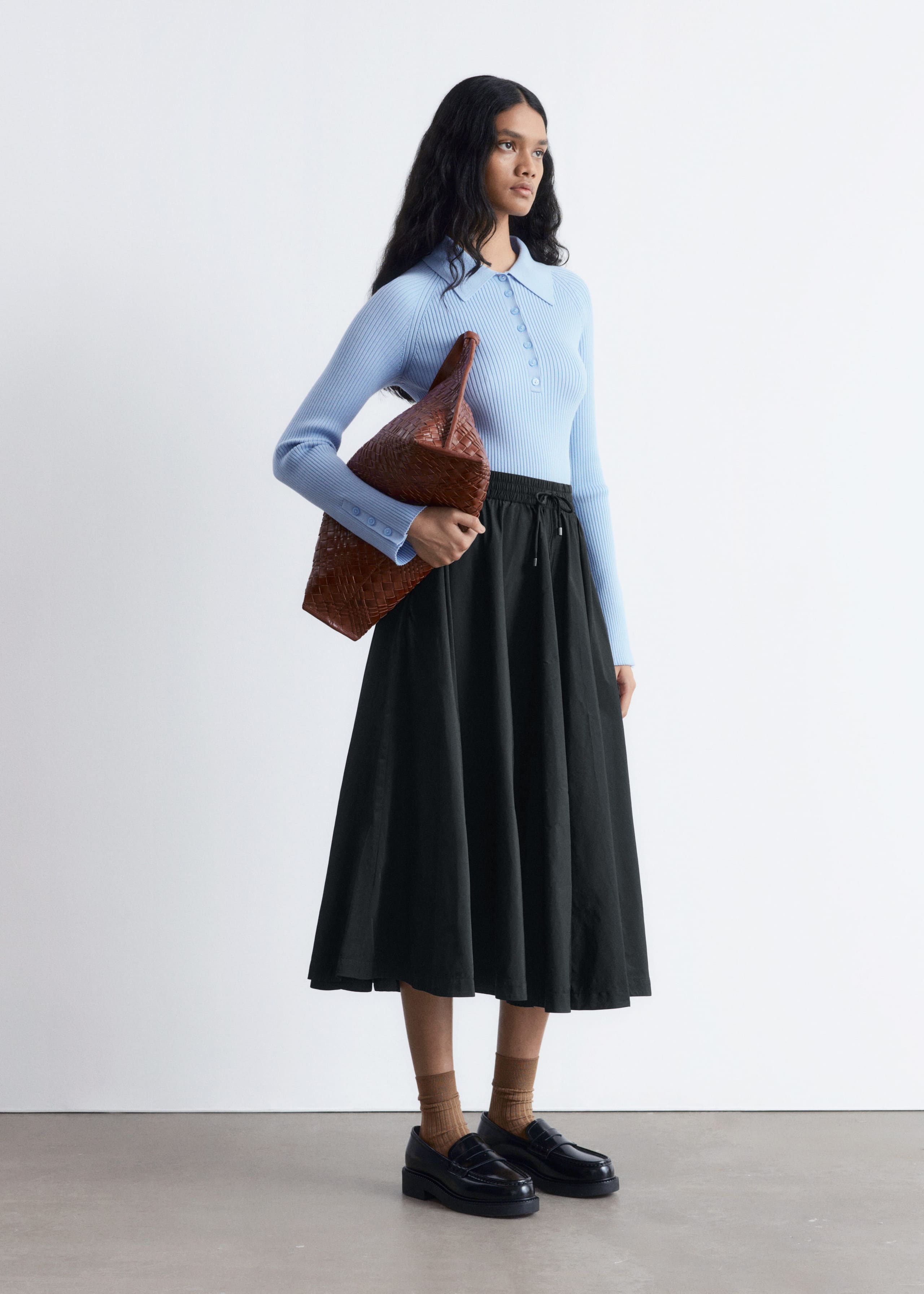 Image of Rib-Knit Polo Shirt