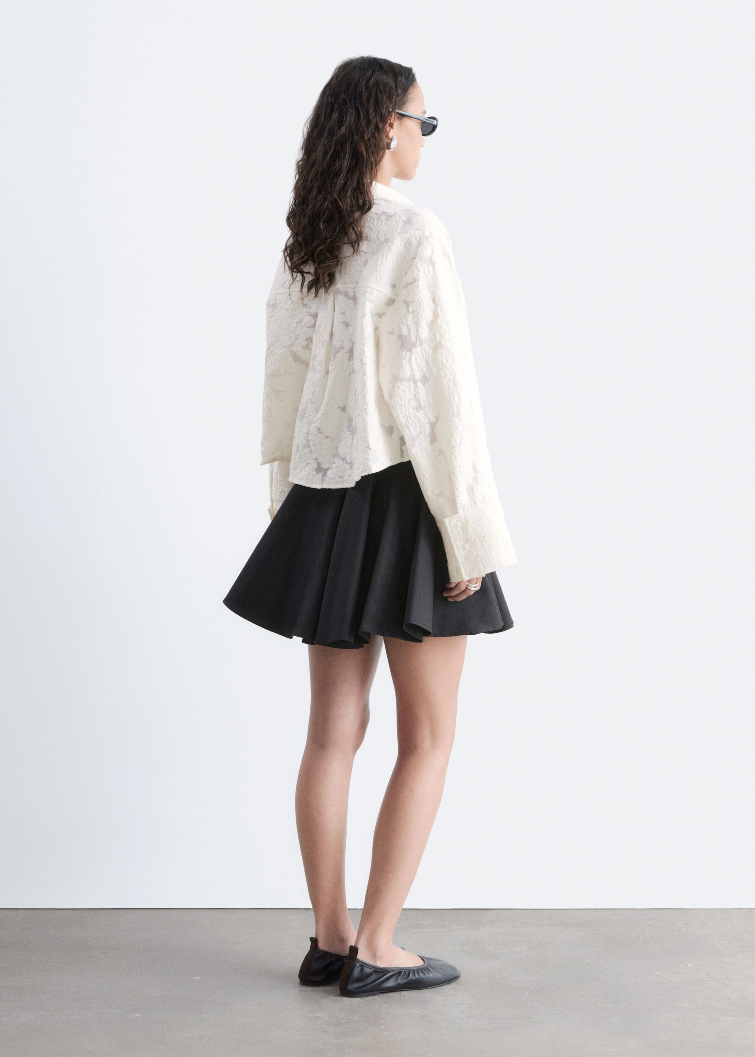 Ruimvallende jacquardblouse - Wit - Stilleven