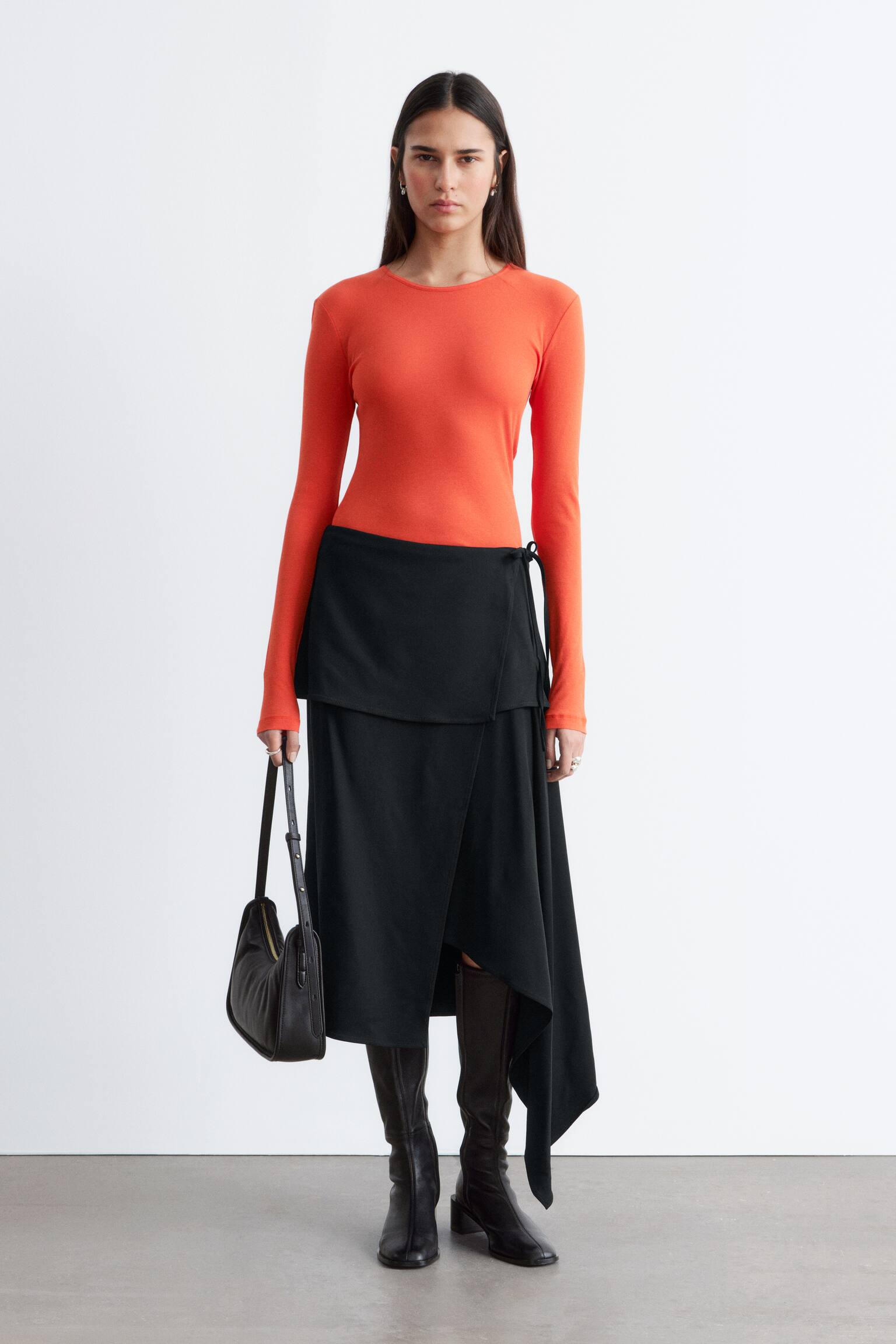 Long-Sleeve Cotton Top - Orange/Burgundy/White - 7